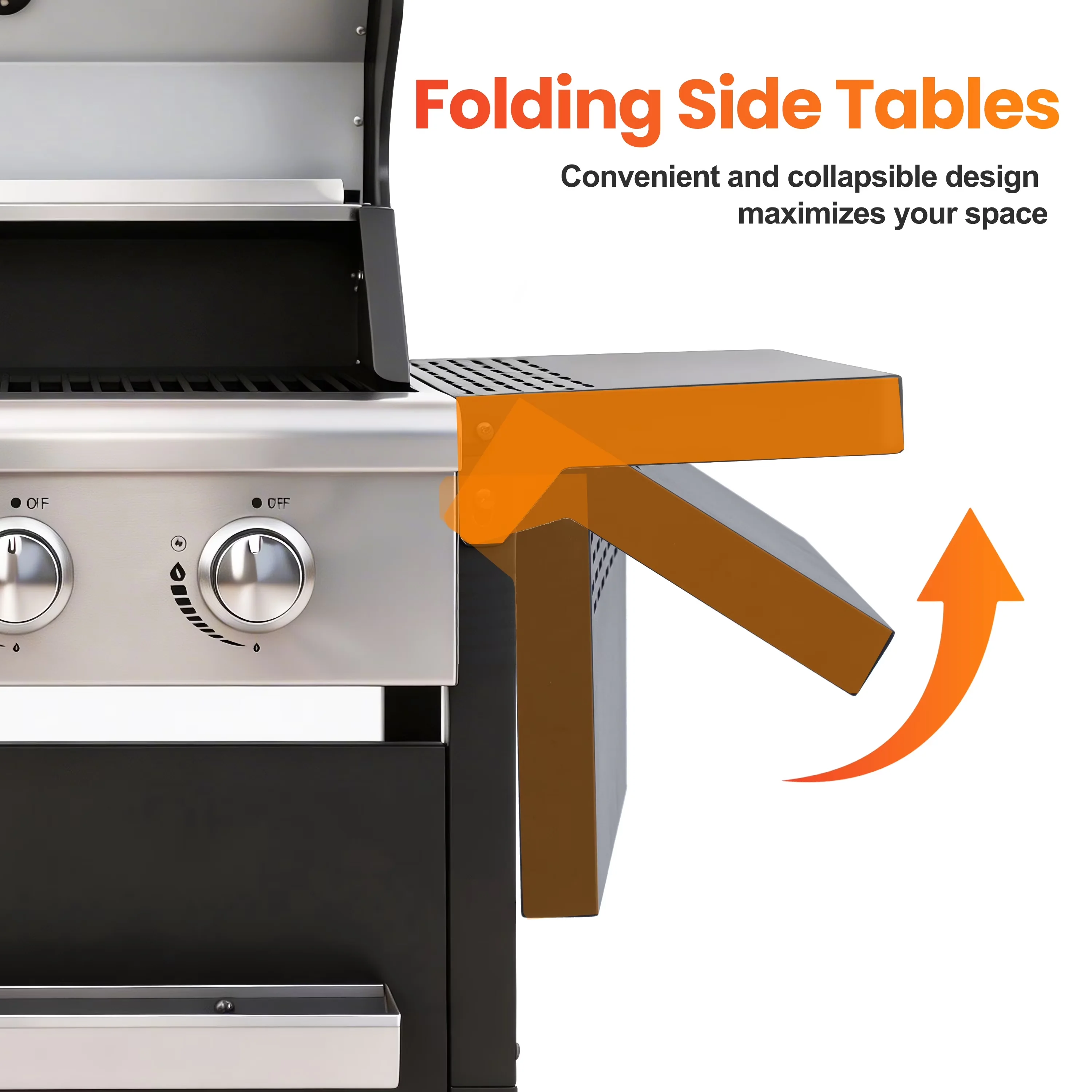 Professional Gas Grill with 27000 BTU, Storage Rack, 3 Burner BBQ Propane - Stainless Steel Model 2CB45A