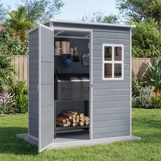 Stylish Shed with Waterproof, Uv Resistant, Lockable Door - Plastic Gray Model 13C603