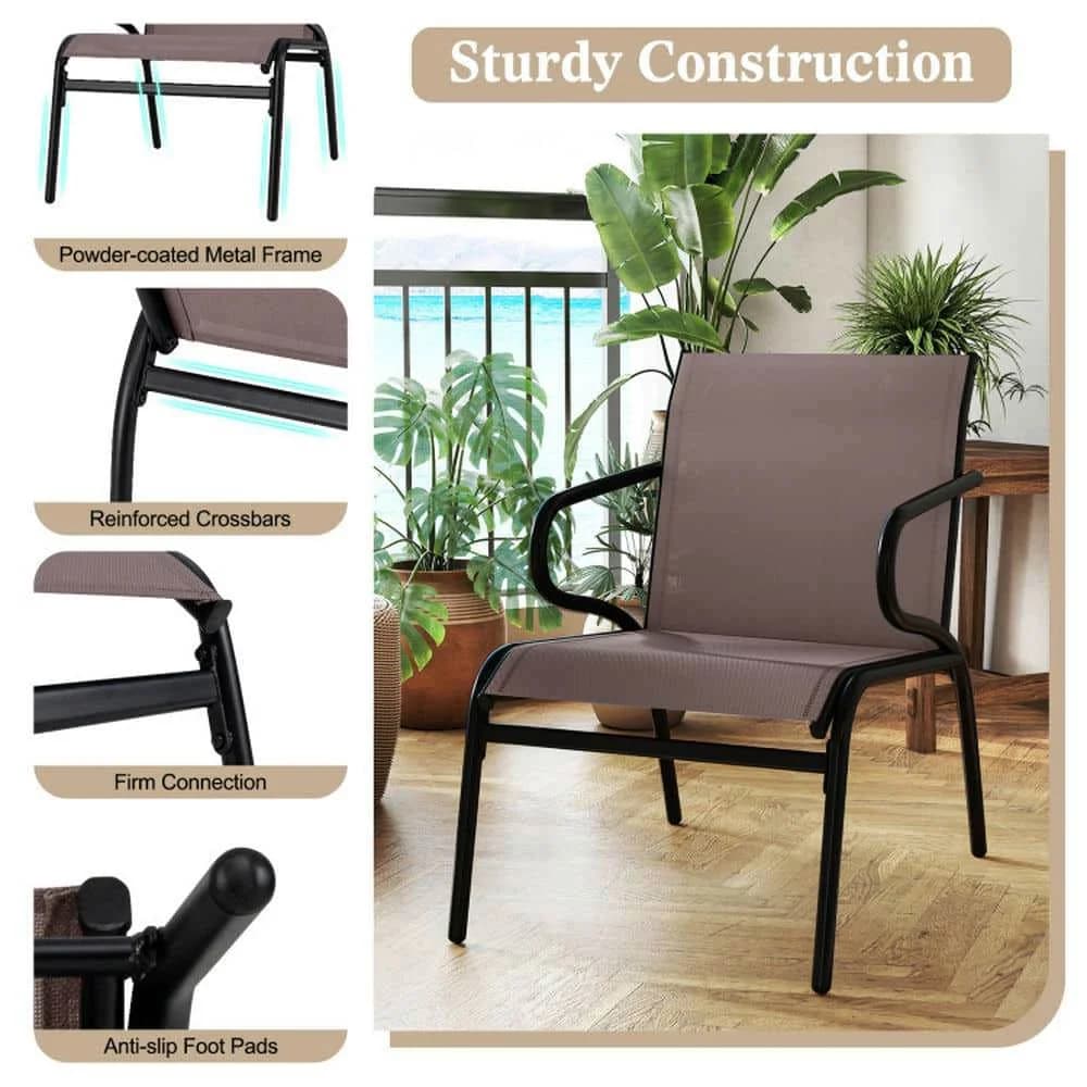 Professional Patio Chair with Modern, Breathable Fabric, Modern Chairs Set of 2 - Brown Metal, Fabric Model A51E3B