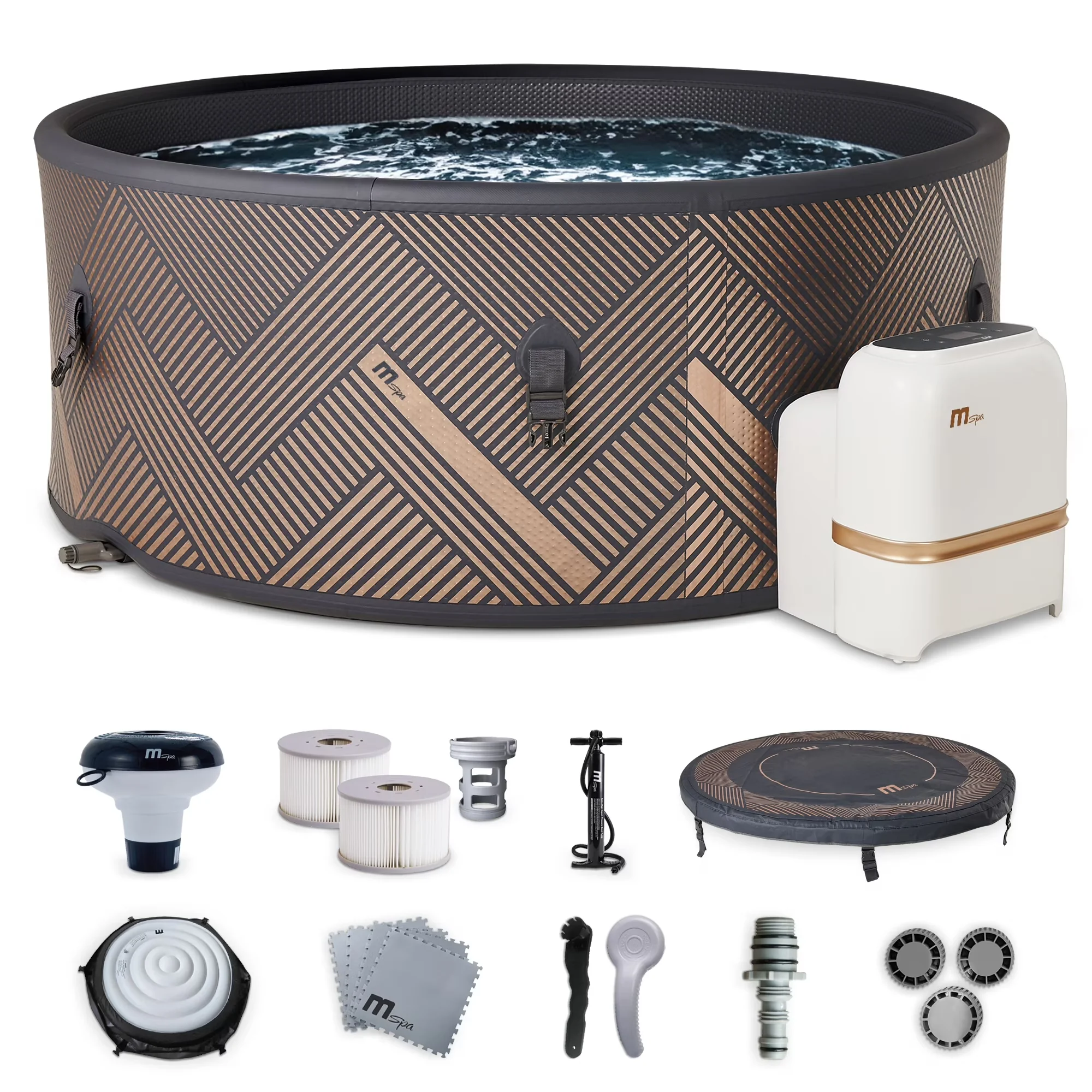 Hot Tub Quality with Uv Resistant, 4-6 Person Outdoor, MSpa Round Inflatable Bubble Massage Spa - Model 0755BB