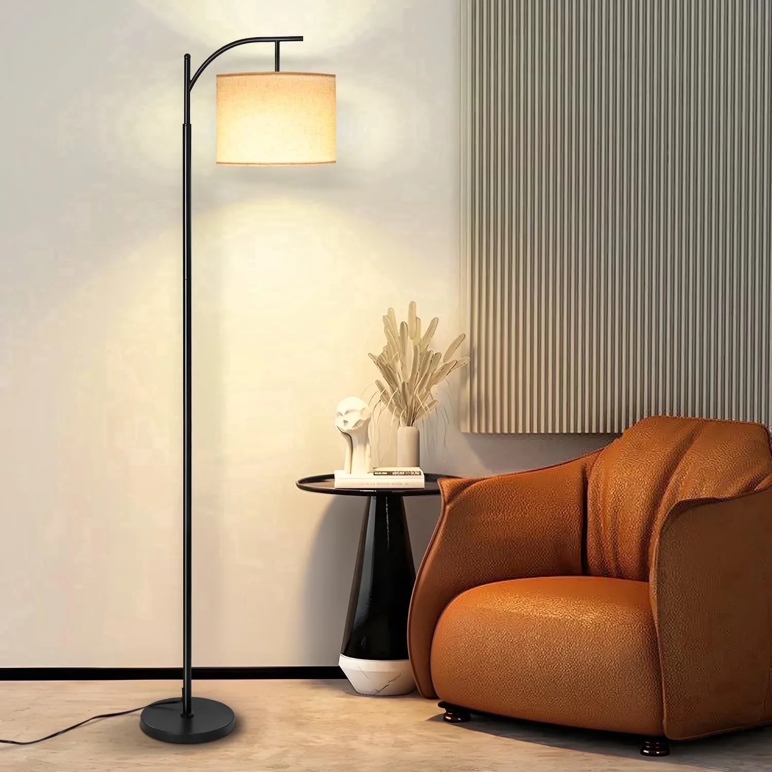 Durable Floor Lamp with LED, Dimmable, Eco Friendly - Metal, Wood White for Living Room, Bedroom Model 81B01E