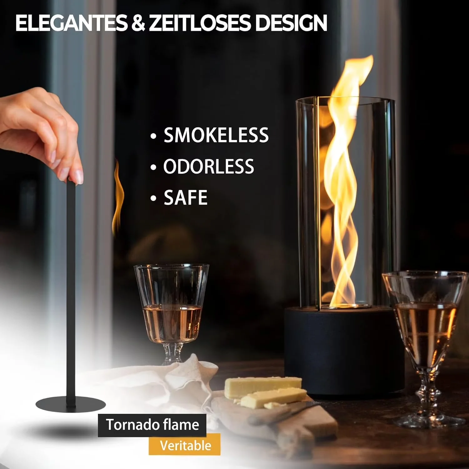 Modern Outdoor Heating with Smokeless - Metal,Glass Black for Home Tornado Model 7A8925
