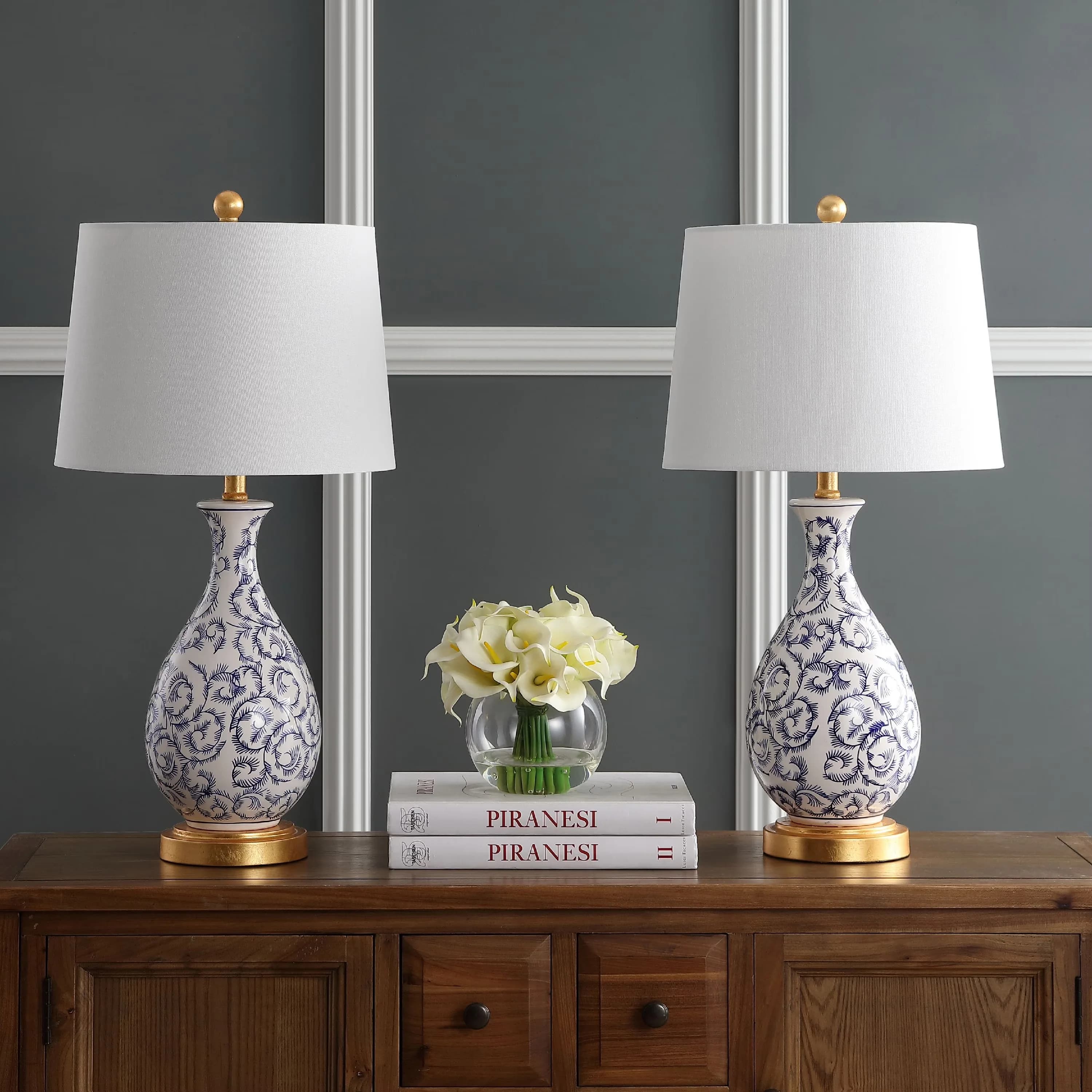 Versatile Lamp Set with LED, Energy Efficient, Contemporary - Ceramic White, Blue, Gold, Multicolor Model 23E2F3