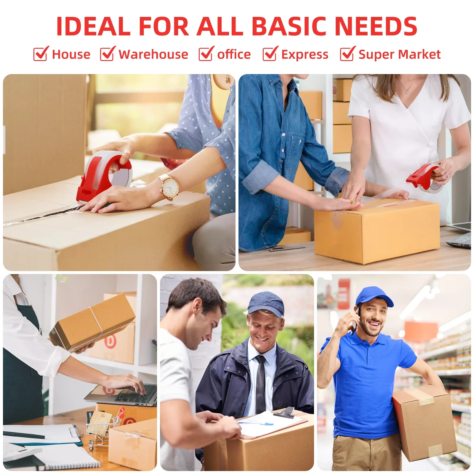 Modern Moving with 2.7 mil Clear Shipping Tape, Strong Adhesive - Clear Bopp Model 8D6EF1