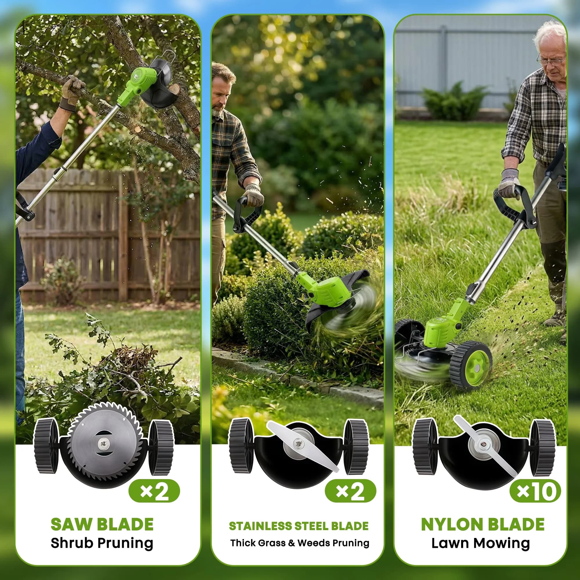 String Trimmer Versatile with Battery, Edger Conversion Capable, Extendable - Green Model 56C886