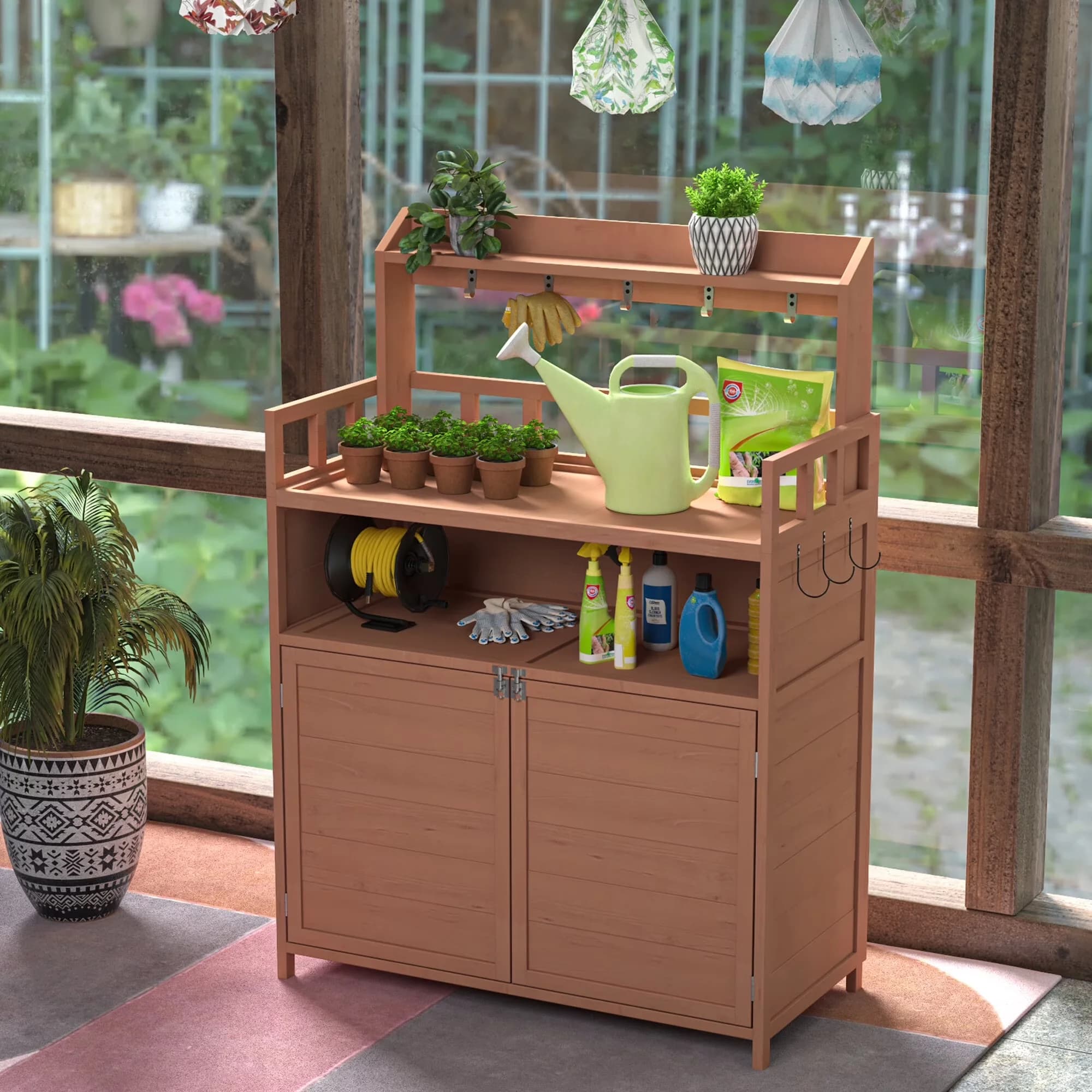 Shed Compact - Brown Wood for Garden, Large Deck - for General Purpose Model 6CA95A