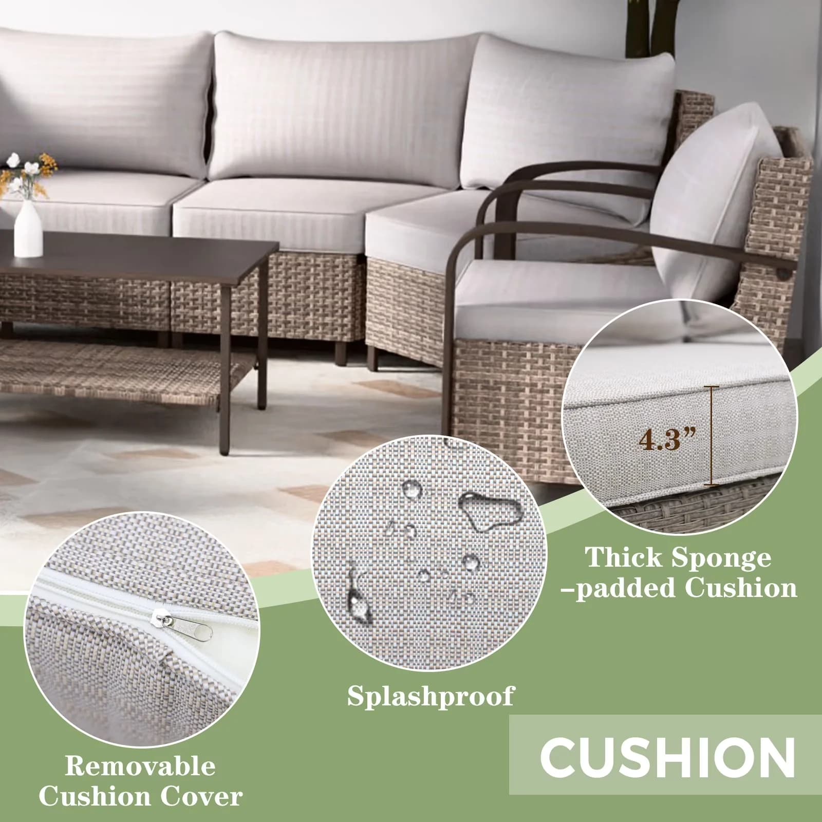 Innovative Patio Conversation Set with Blue, Rocking Chairs and Coffe Table - Beige Polyethylene, Rattan, Wicker Model 44168D