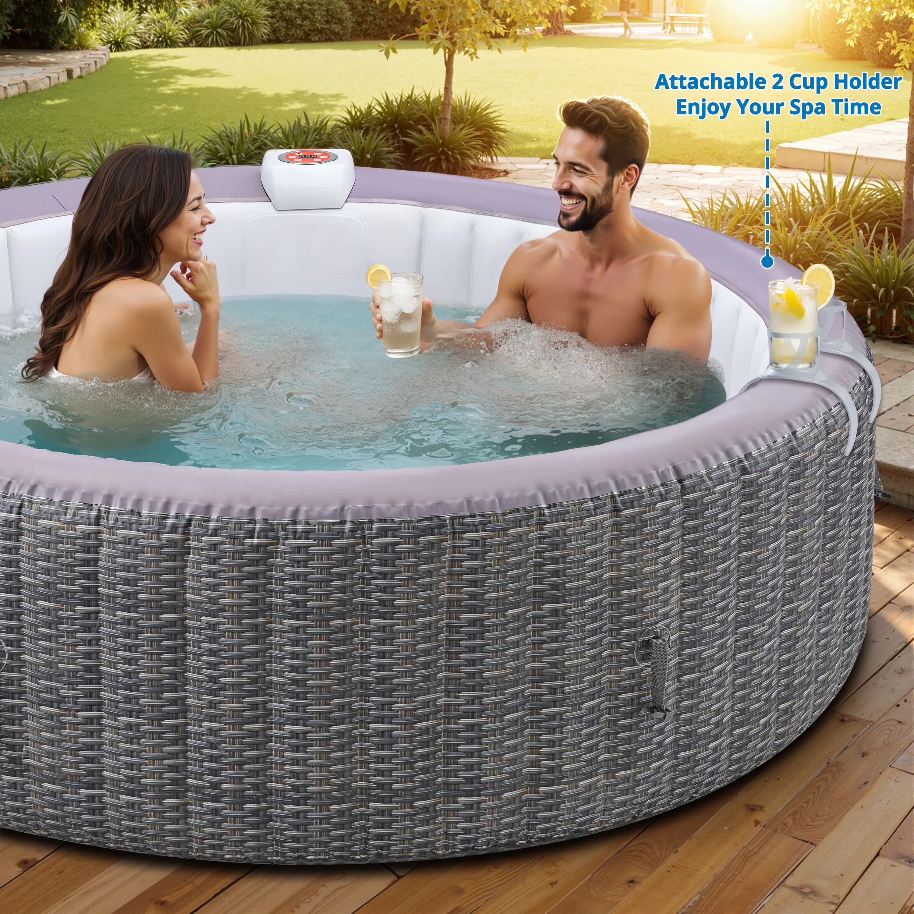 Hot Tub Innovative with 4-6 Person Inflatable Spa, 82" Outdoor Spa Blow Up Hottub, 130 Jets - Model 68CFE5