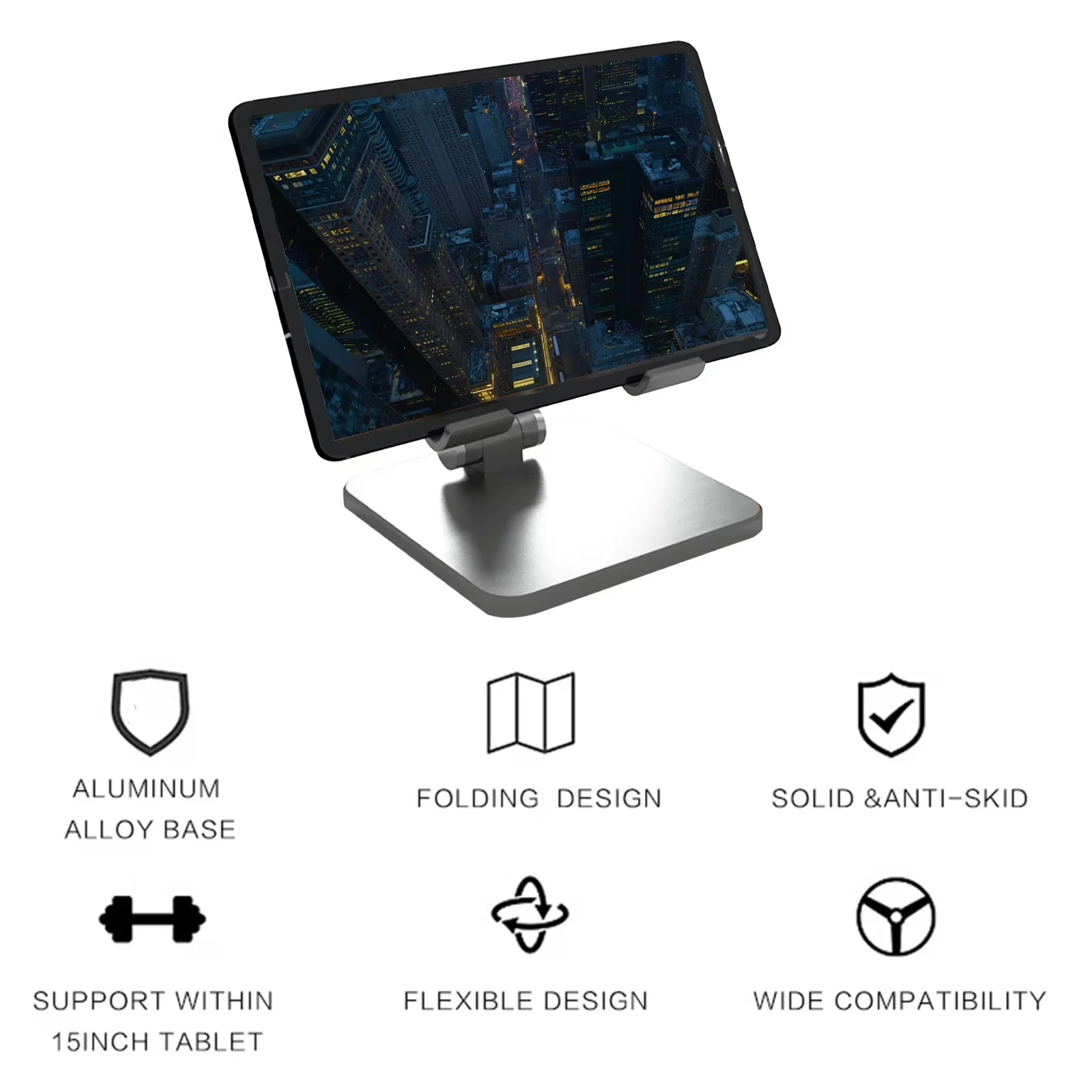 Modern Home Gym with Foldable, Adjustable Pad Holders, Ipad Stands - Sil-Ver Aluminum Model 6603BE