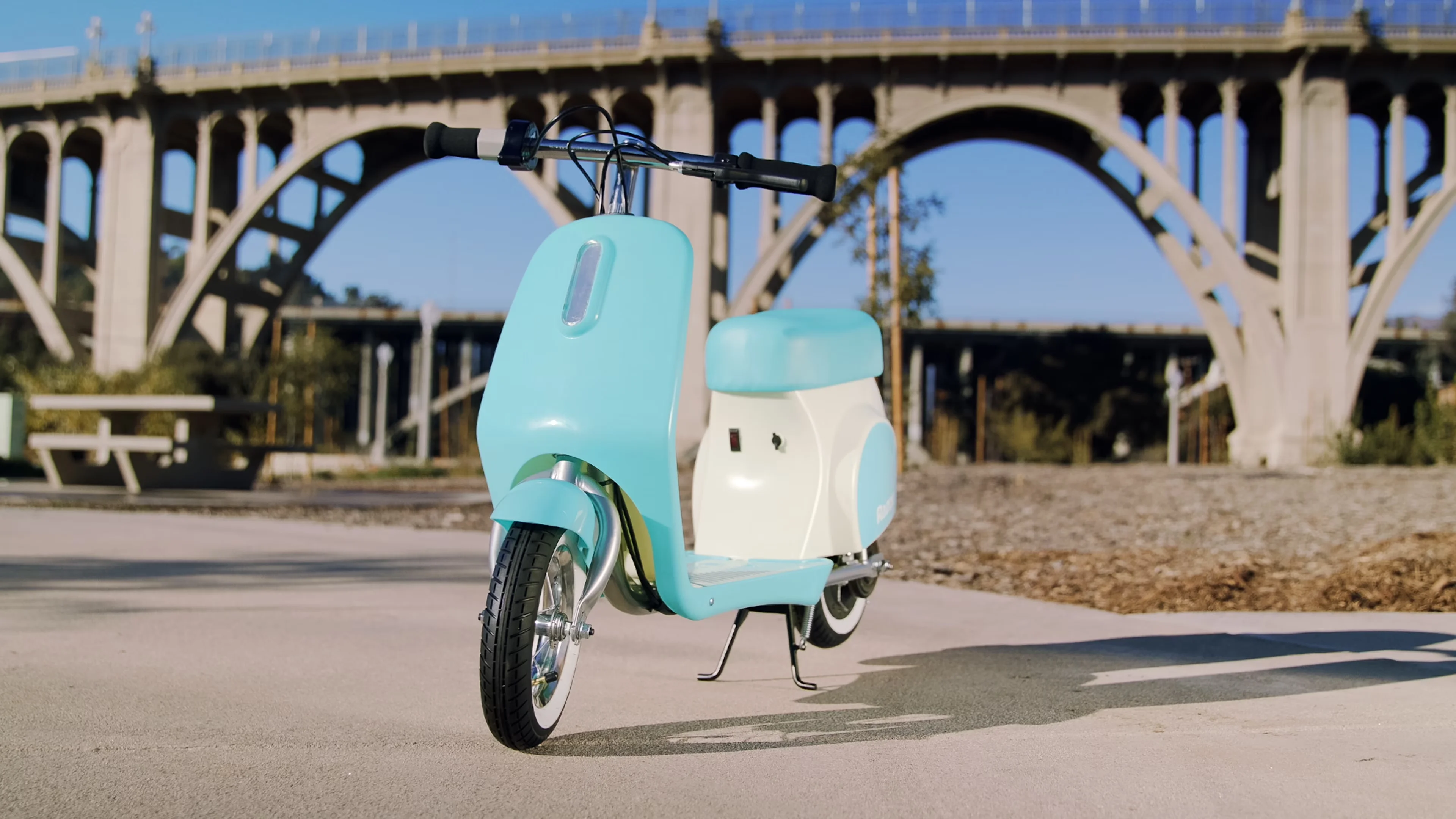 Stylish Scooter with 12V, Compact, Integrated Seat - Steel Blue for General Purpose Model 8541E1