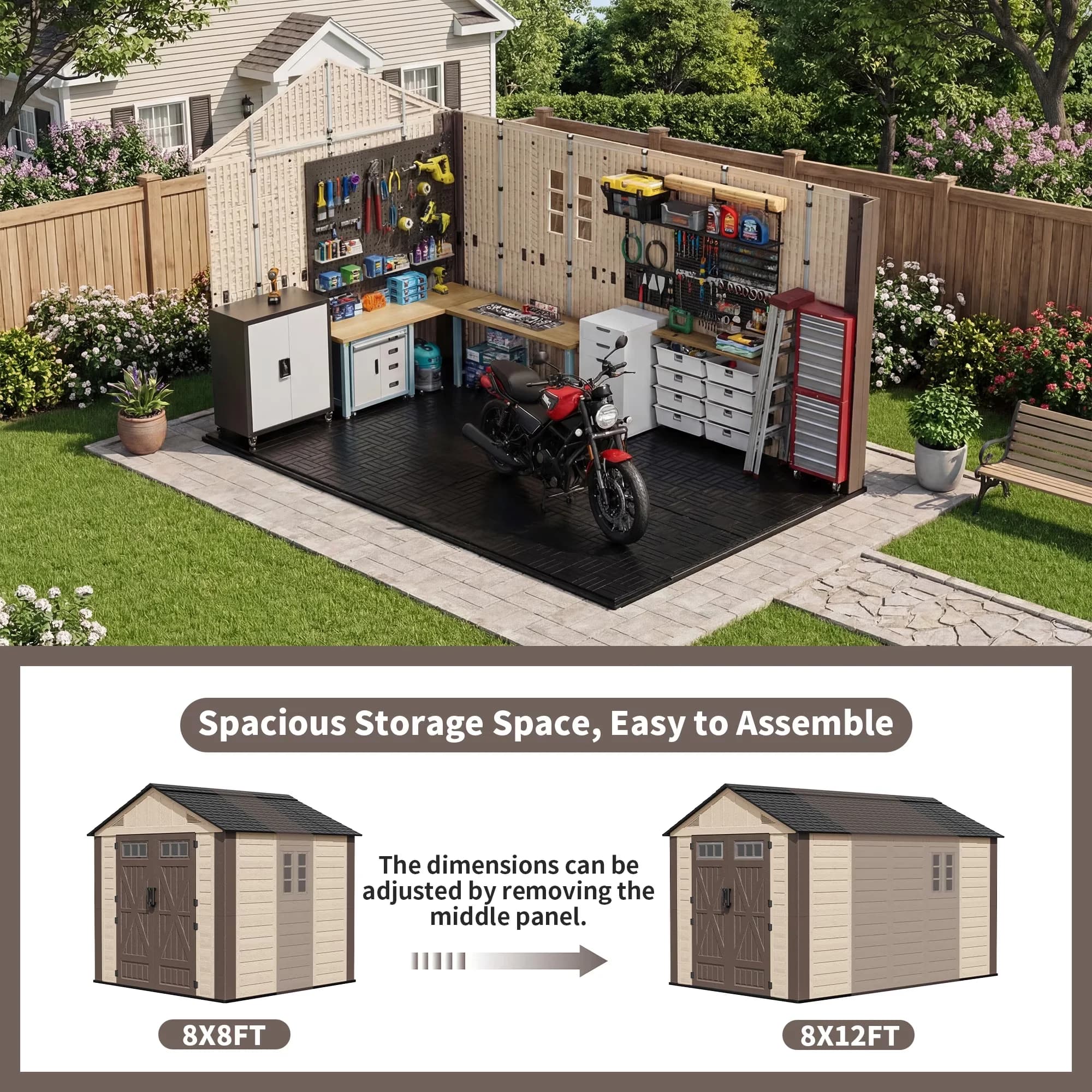 Shed Efficient with Rust Resistant, Water-Resistant, Mildew Resistant - Beige Resin for Patio Model EB00F1