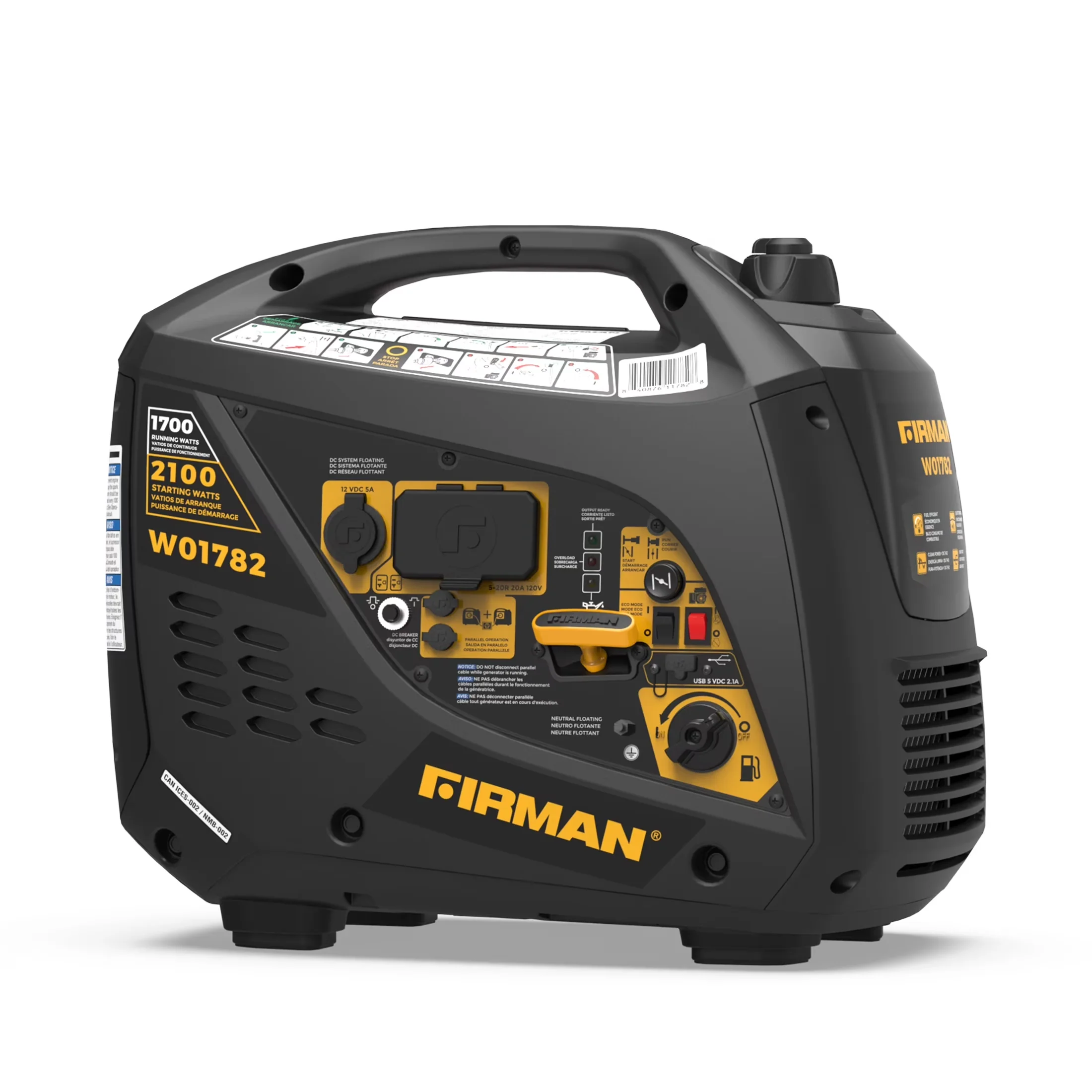 Durable Generator with 1700W, Low Oil Shutdown, Vinyl Cover. CARB and cETL Certified - Model 138EBC