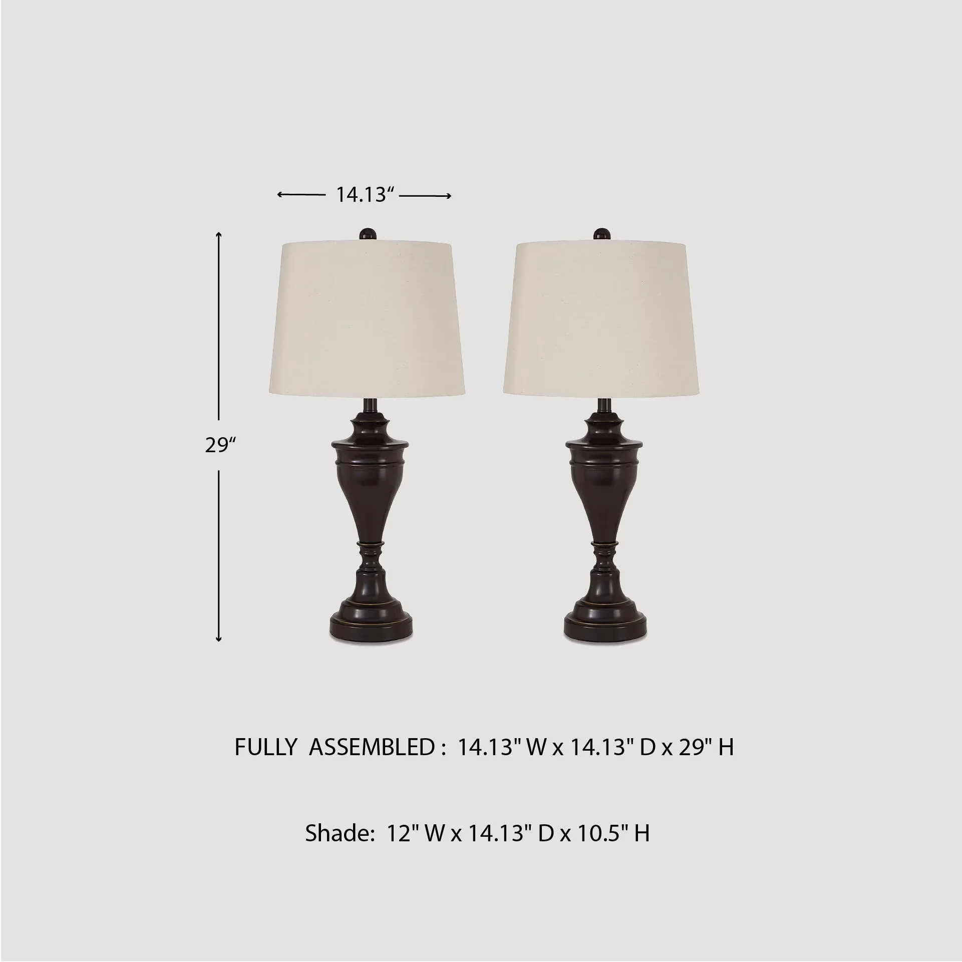 Stylish Lamp Set with Traditional, 3-way switch, Traditional Darlita Table - Brown Fabric;Metal Model 26210D