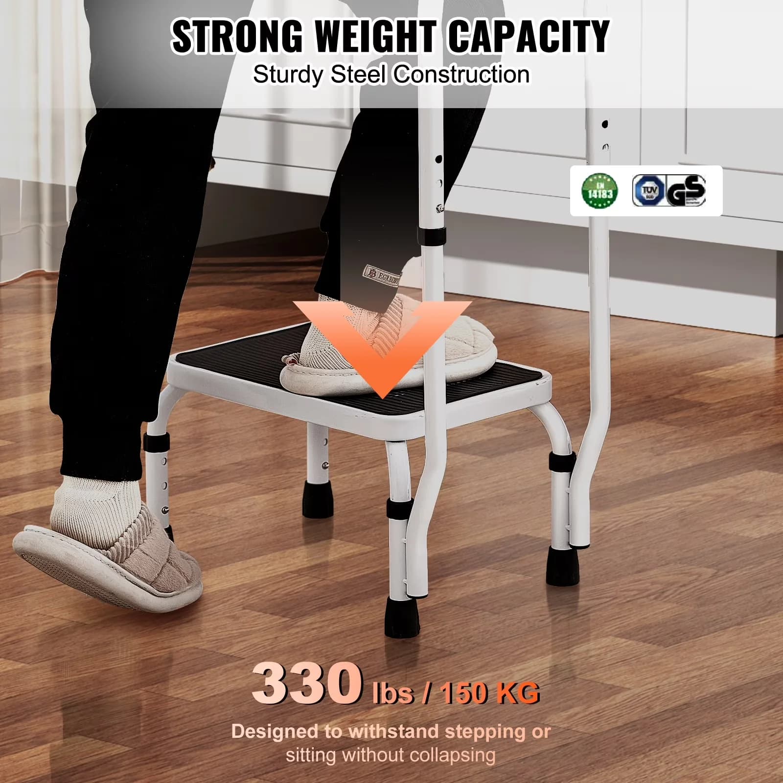Versatile Ladders And Step Stool with Handle Steel Ladder, Portable Stools - White Stainless Steel for Office Model 05B0E7