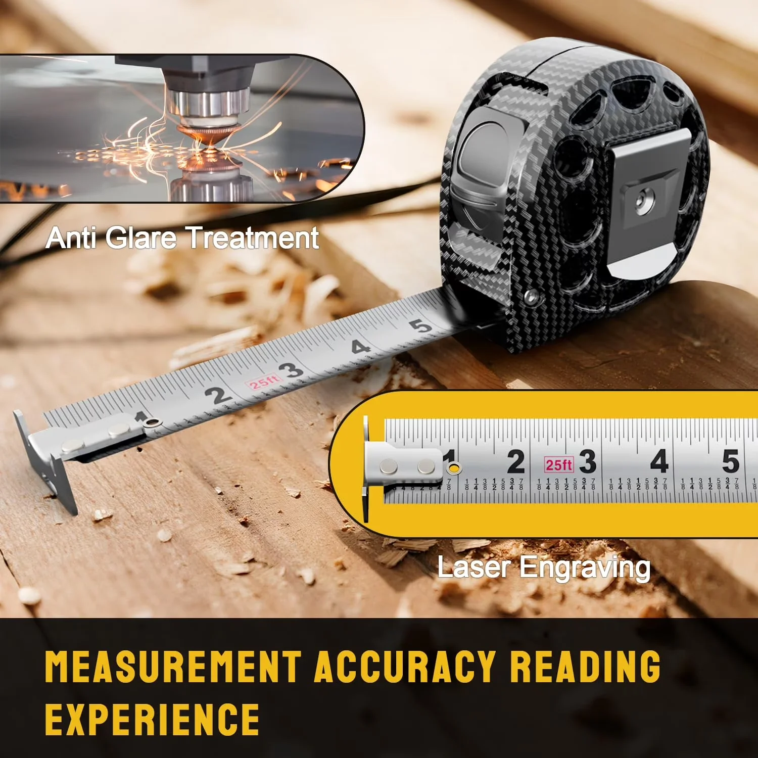 Measuring Layout Professional with Lightweight, Easy To Read, Durable - Gray Stainless Steel Model 45AA3B