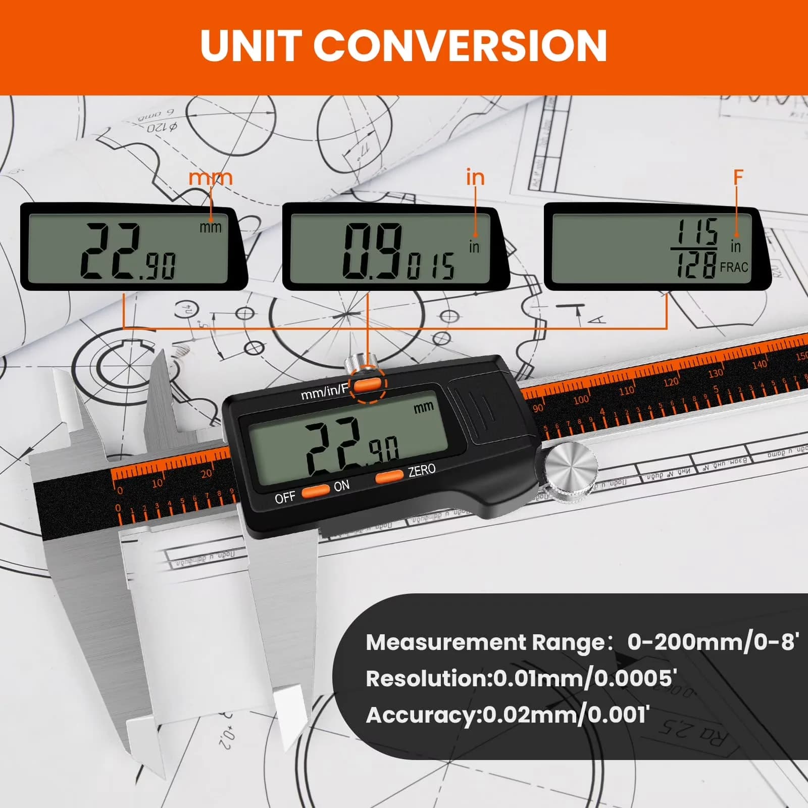 Sleek Measuring Layout with Automatic Shut Off, Adjustable - Stainless Steel Black Model CC8589