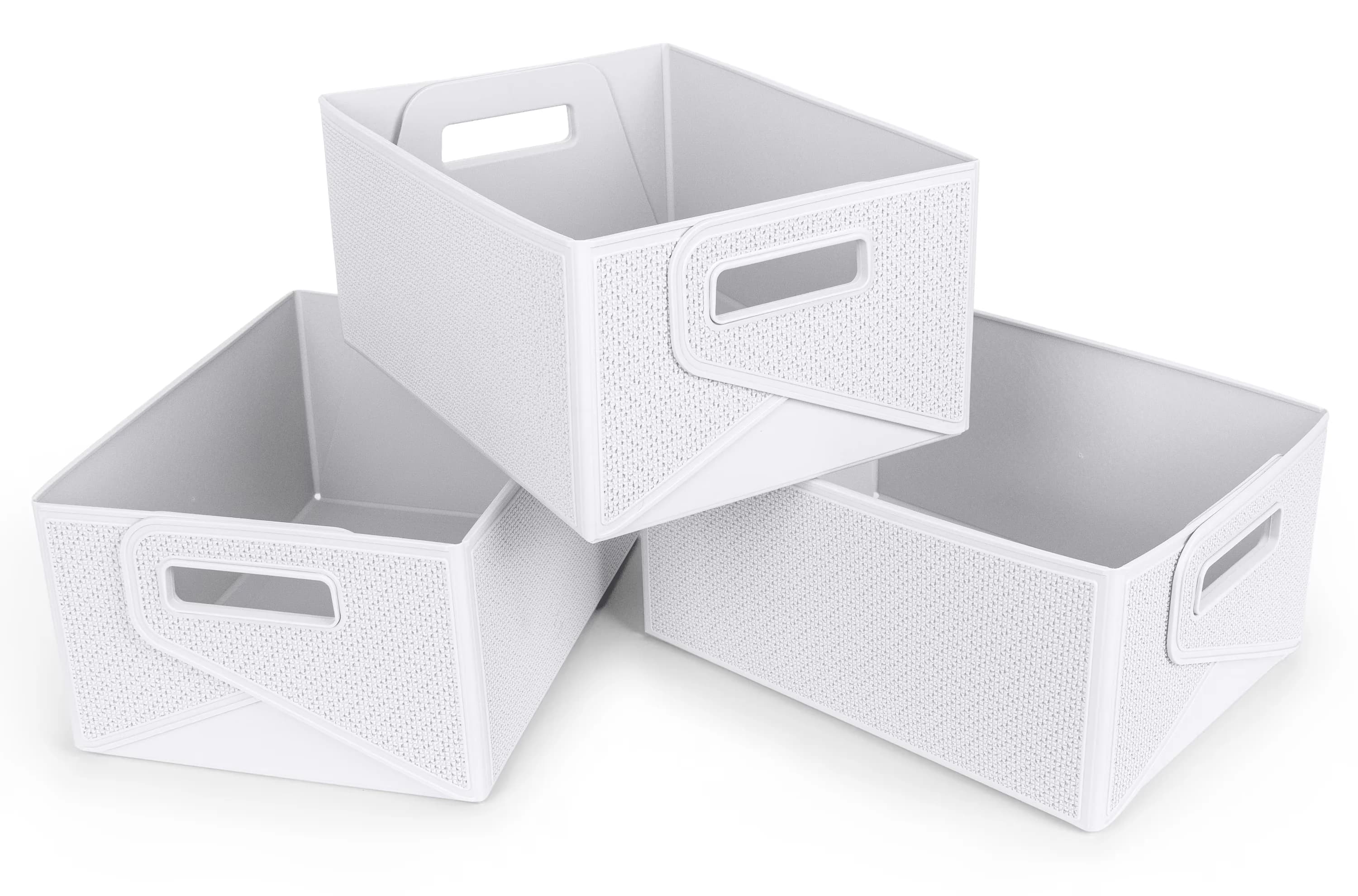 Quality Garage Storage Supply with Collapsible, Set of 3, White - White Plastic Model E478A6