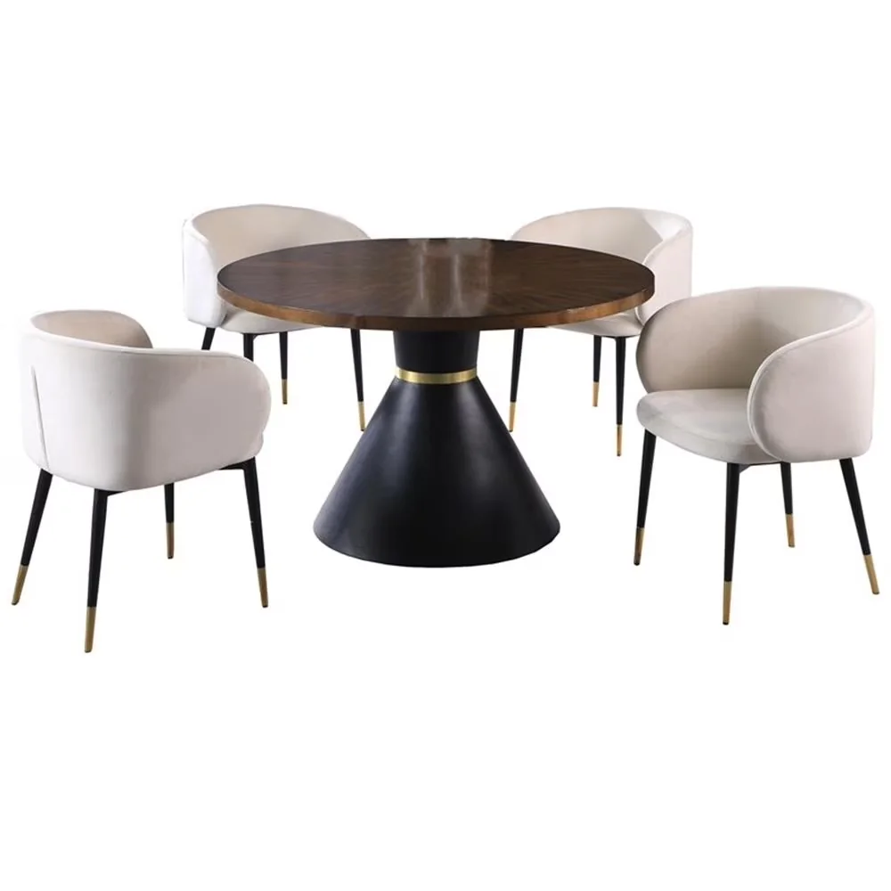 Essential Patio Dining Set with Modern, Color: Cream, Material: Velvet - Model C7E025