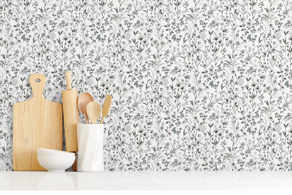 Durable Wallpaper with Removable - Self-Adhesive Vinyl Black Charcoal for Home and Office Model E3187B