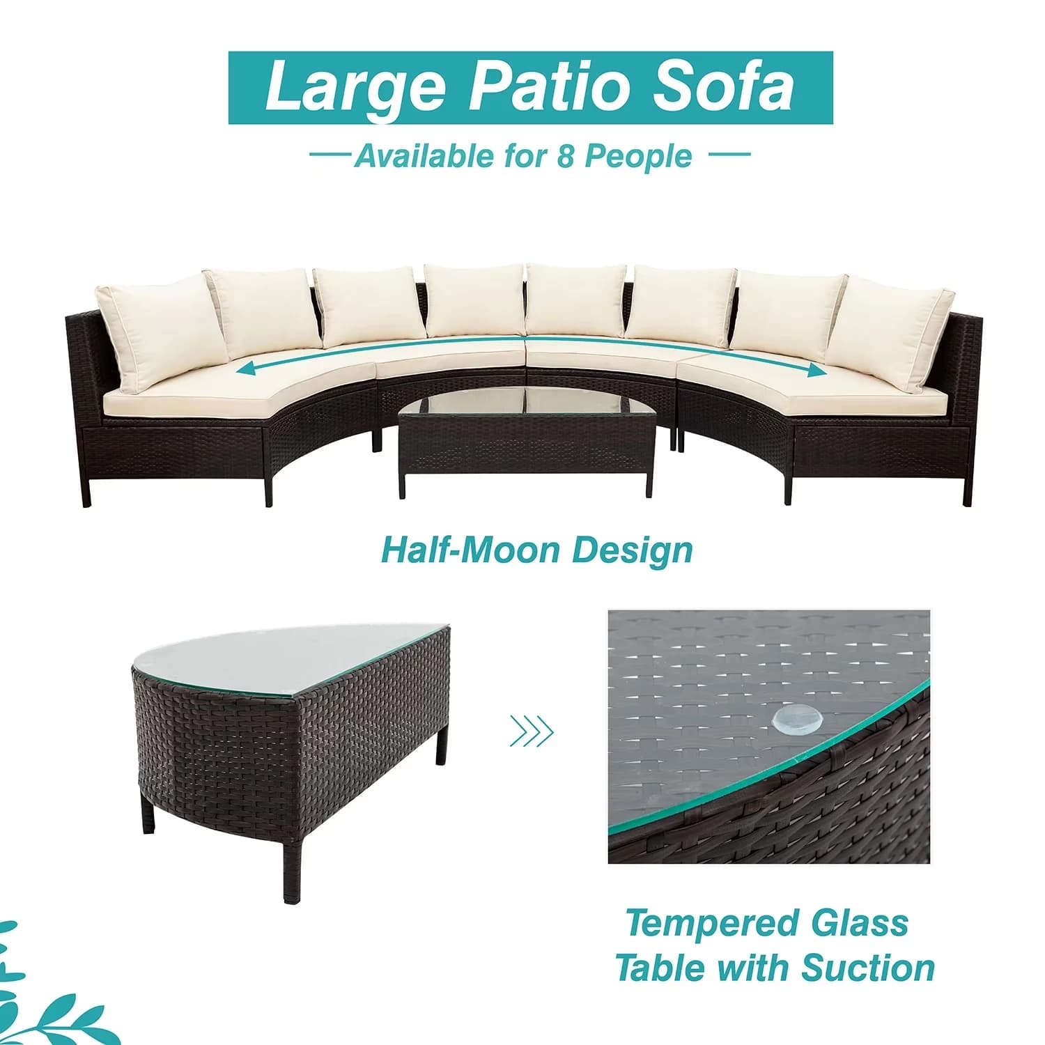 Essential Outdoor Sofas Sectional with Modern, Weather-Resistant - Rattan,High Density Foam Beige Model 43CC61