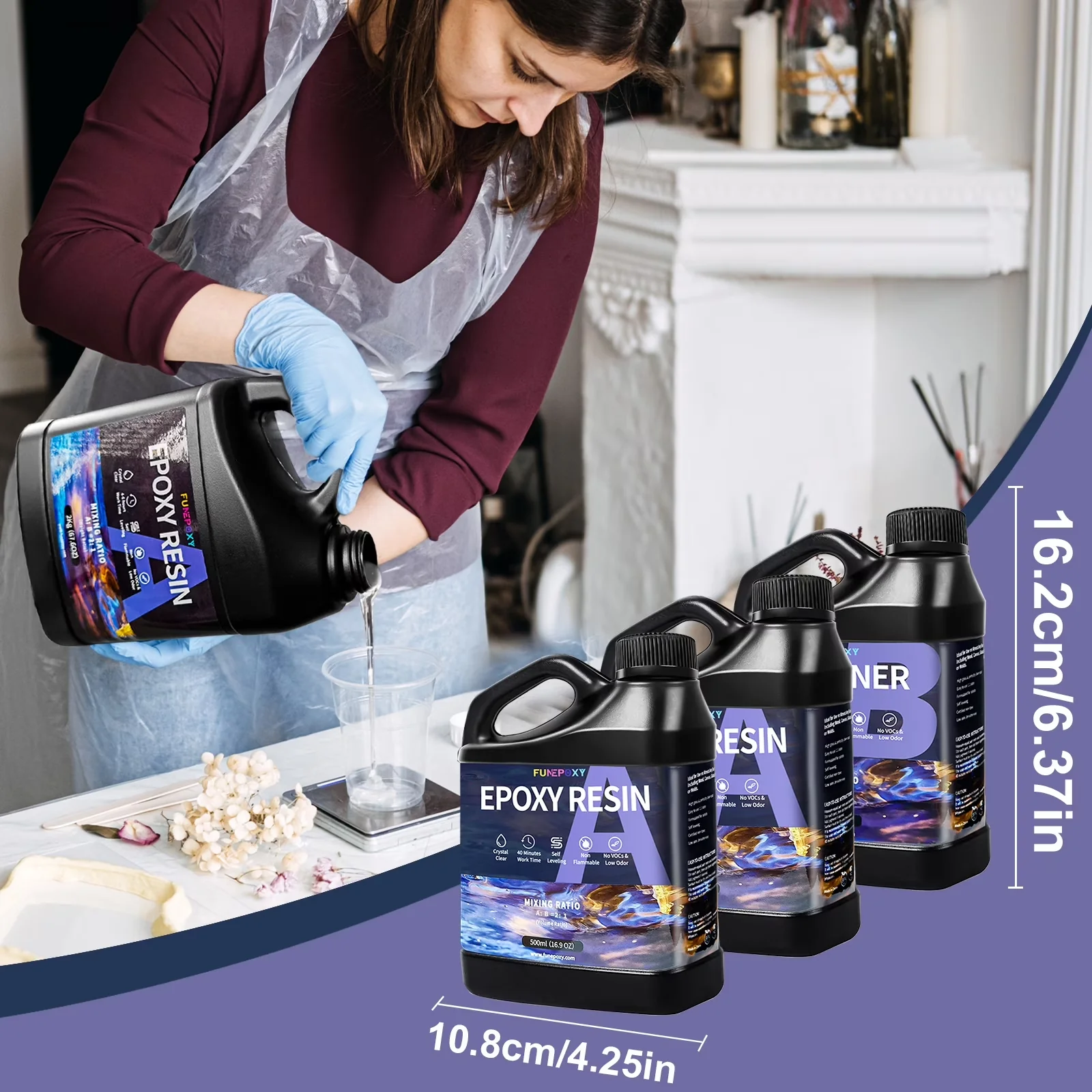 Professional Building Material with 2:1 Mix Ratio Epoxy Resin 48oz - Clear 48 oz Kit Model 427B4D