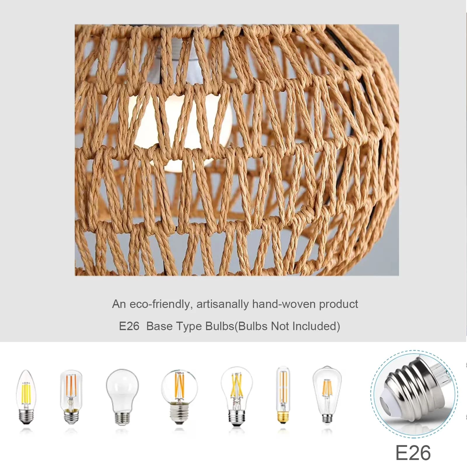 Ceiling Lights Fixture Sleek with Farmhouse, Dimmable, Ratten Woven Shade - Iron Model 369186
