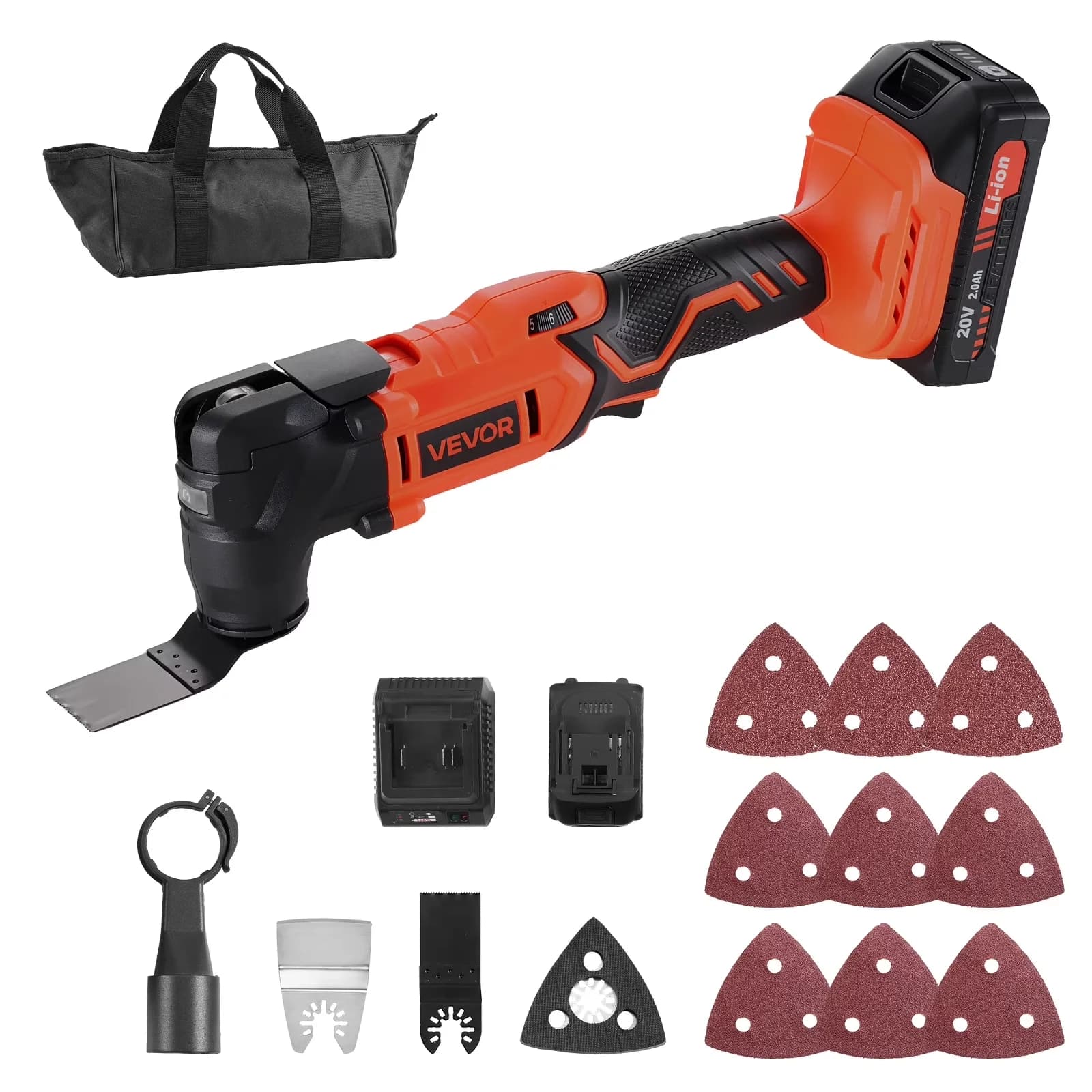 Innovative Woodworking with Battery, LED, Cordless Oscillating Tool - Black Model F45417