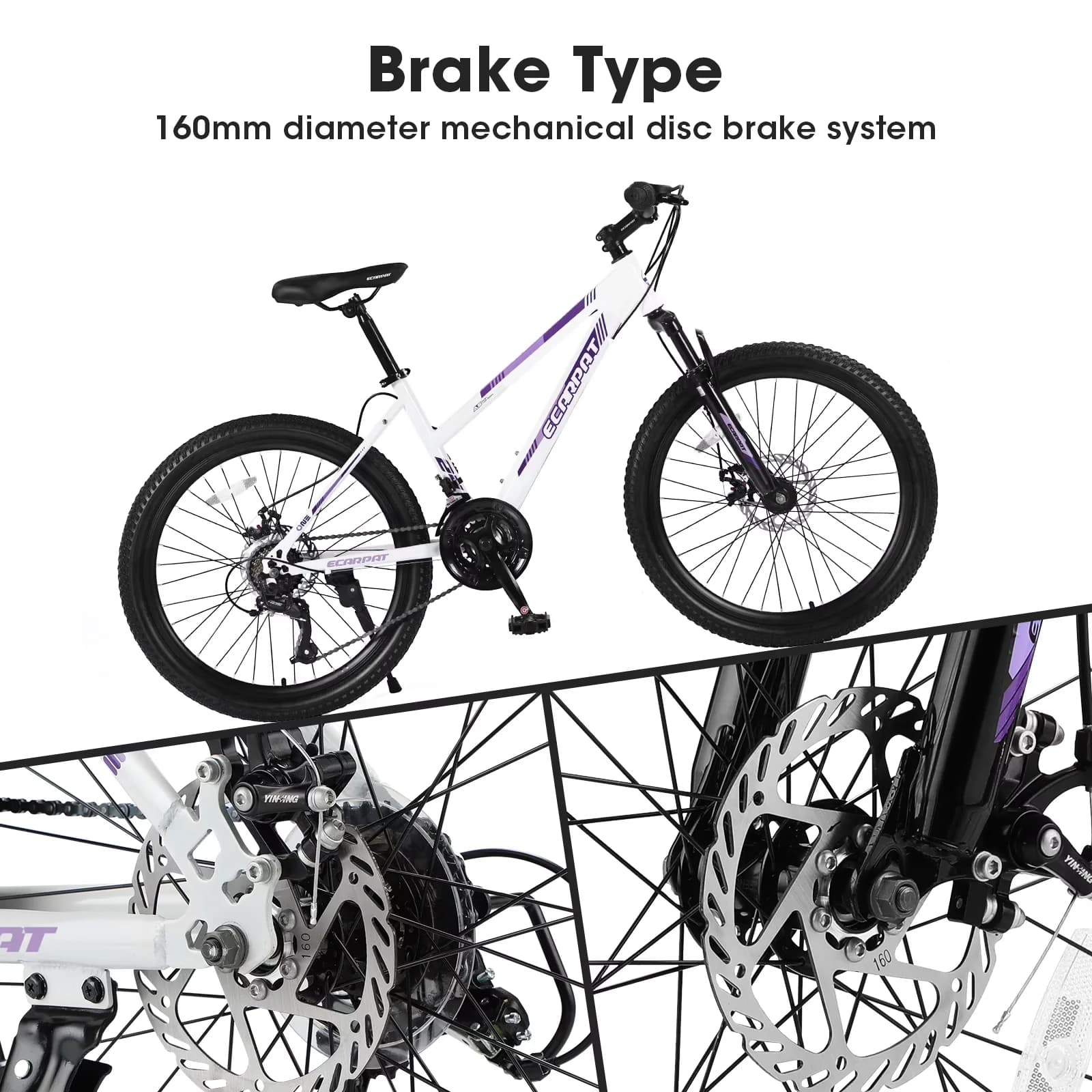 Stylish Mountain Bike with Adjustable Speed, Lightweight, Adjustable Seat - White Model D197F1