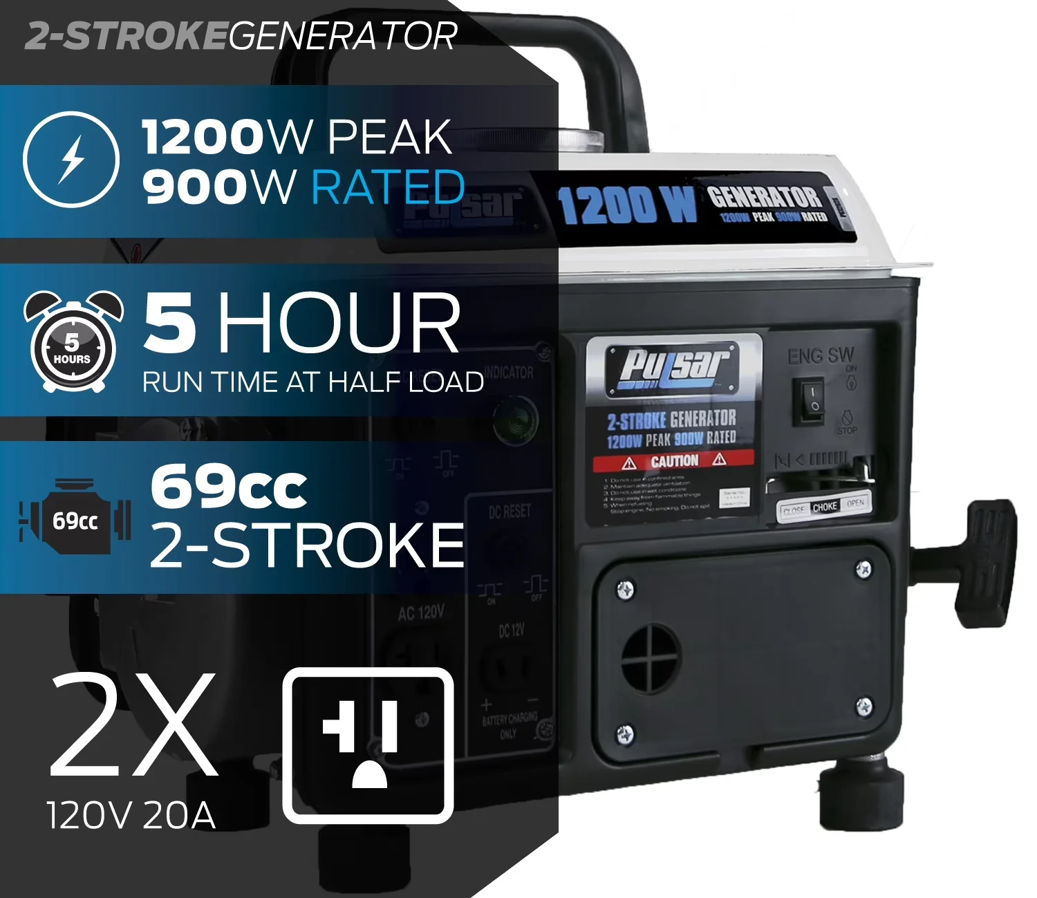 Quality Generator with On Indicator Light, Rated amperage: 7.5A, Peak Amperage: 8.3A - Model 937F43