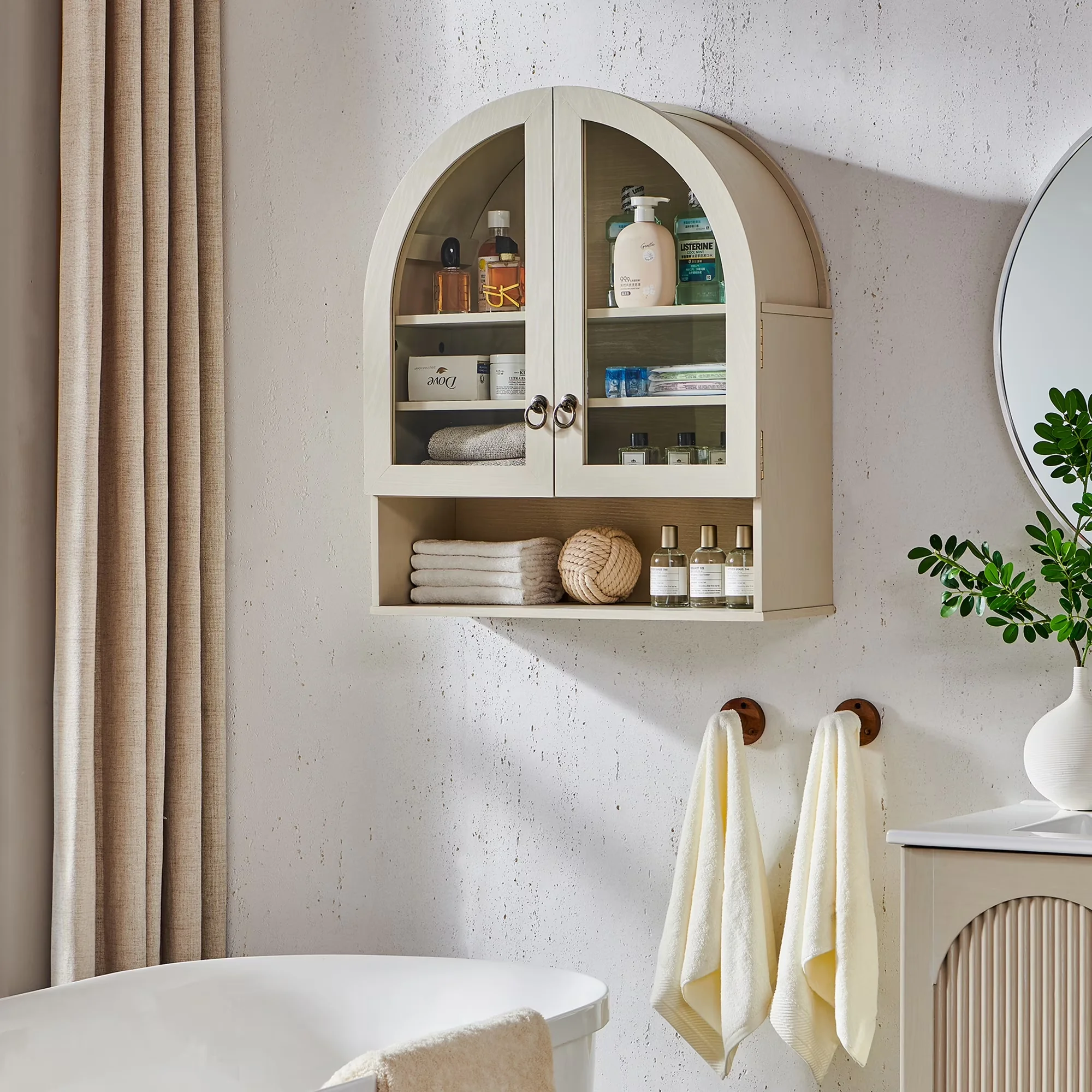 Versatile Bathroom Renovation with Storage, Farmhouse, Ample Storage & Smart Configuration - Cream Engineered Wood Model 4A2E05
