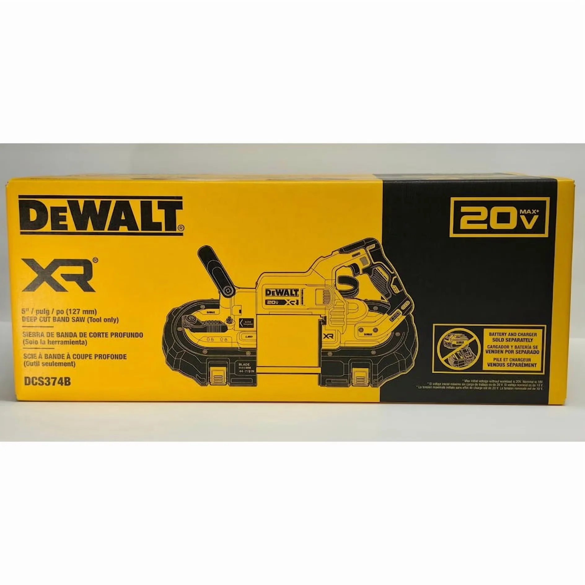 Compact Power Saw with Battery, LED, 5 in Cutting Capacity - Yellow 20V Model 05D8CE