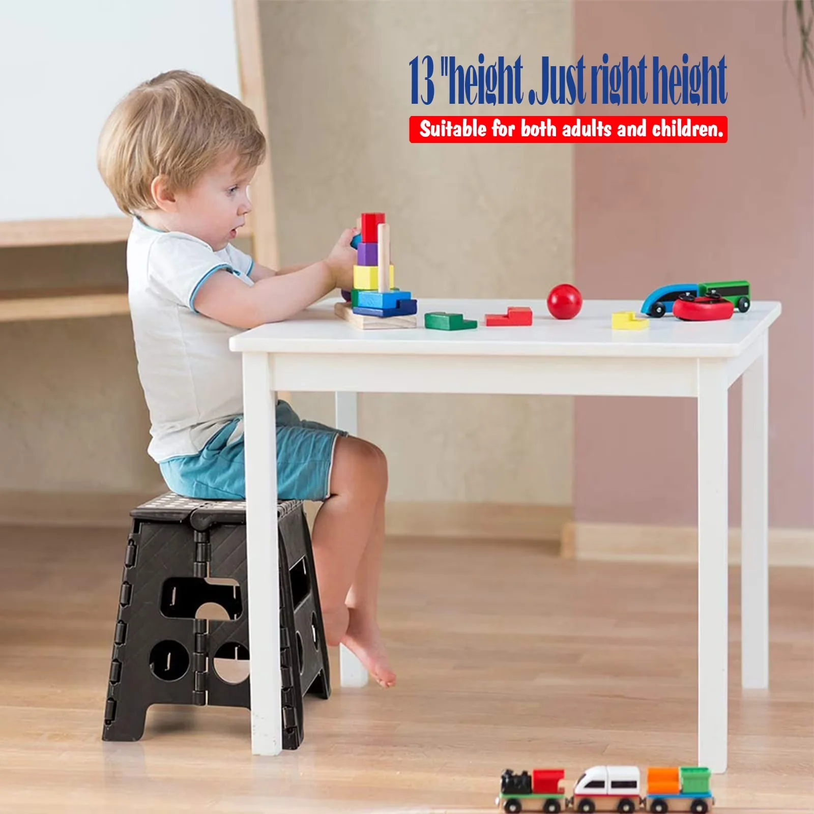 Premium Ladders And Step Stool with Foldable, Folding 13'' Tall Plastic Stools, Non-Slip Surface - Black Plastic Model C0BE7C