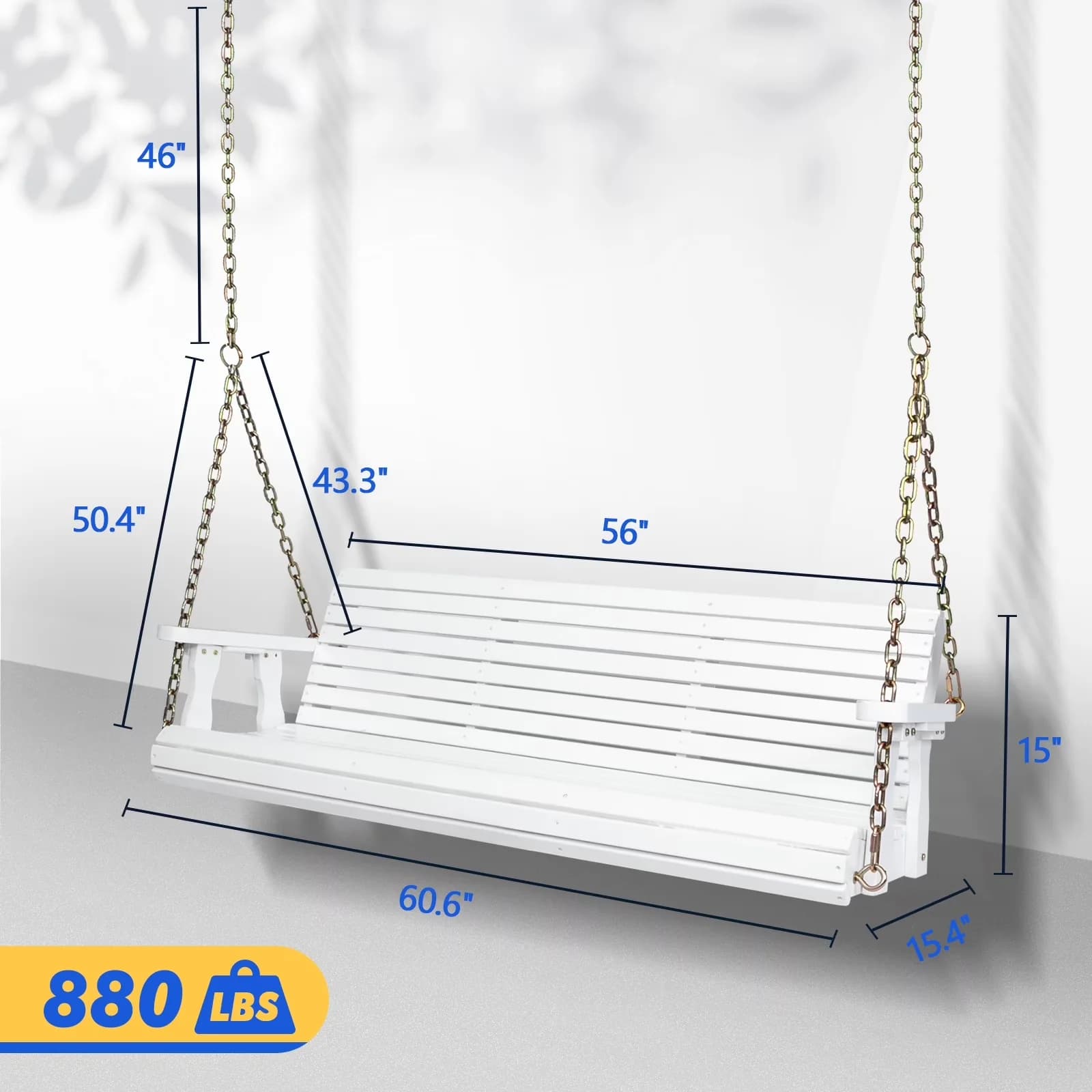 Patio Chair Professional with Weather-Resistant, Made of high Fir and Chain materials - White Wood Model B6A08F