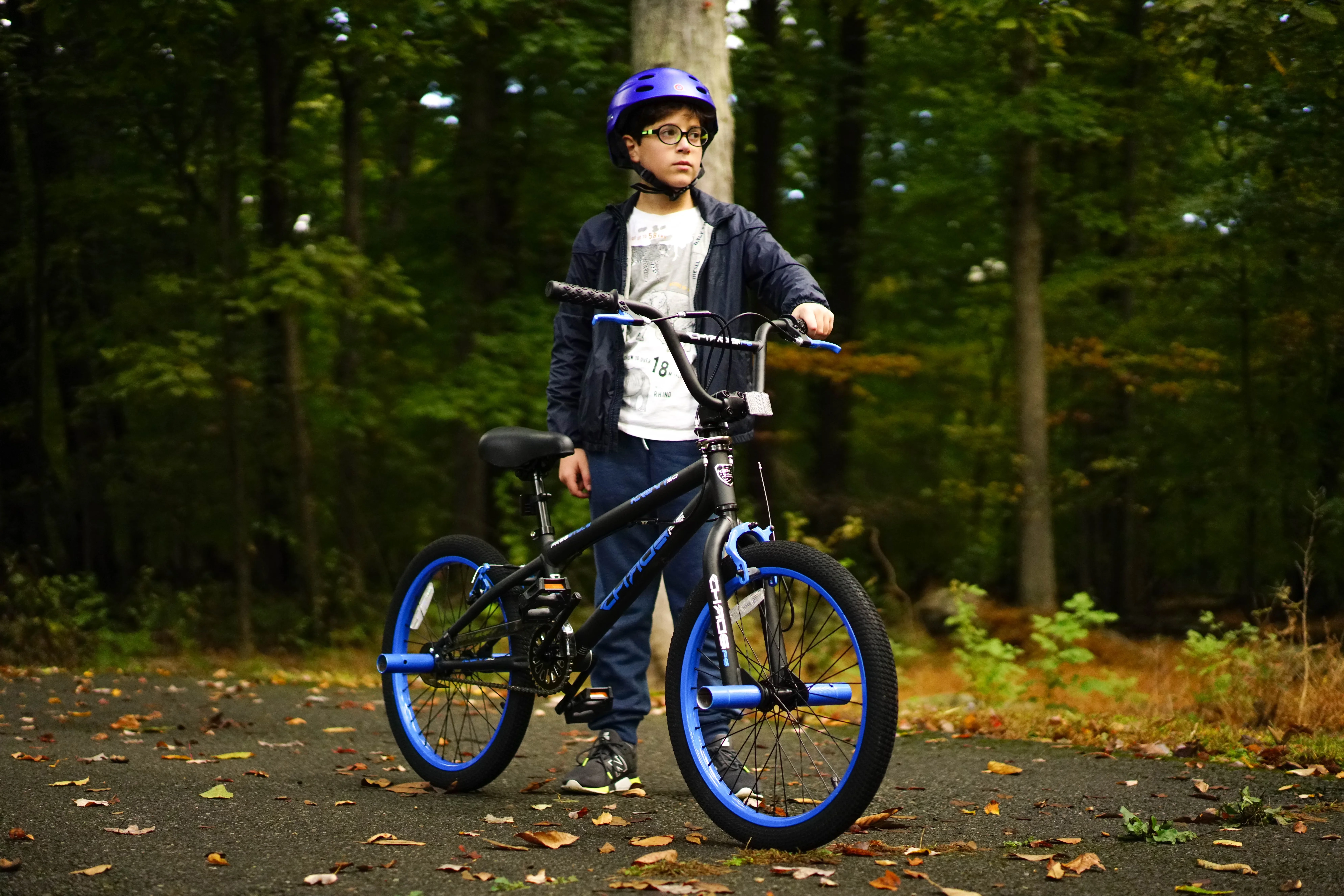 Kids Bike Professional with Matte Black and Blue, Adjustable seat post - Model C1E735