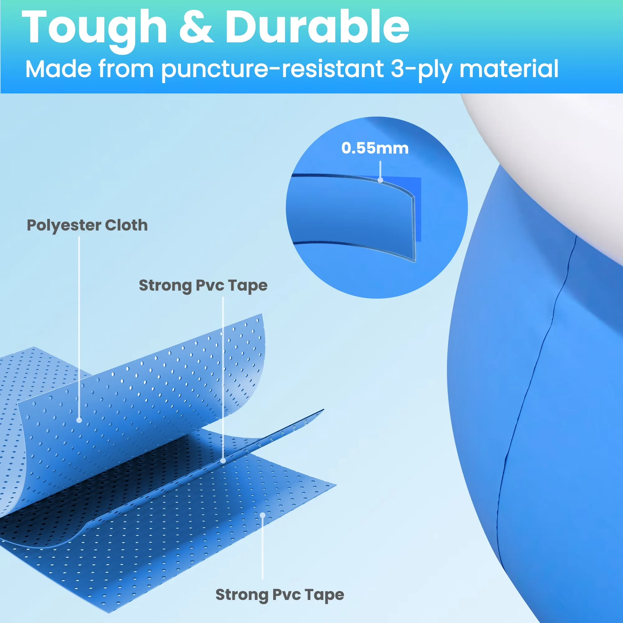 Modern Inflatable Pool with Uv Resistant, Filter, 10ft x 30in Round Swimming - Blue Model 15E14D
