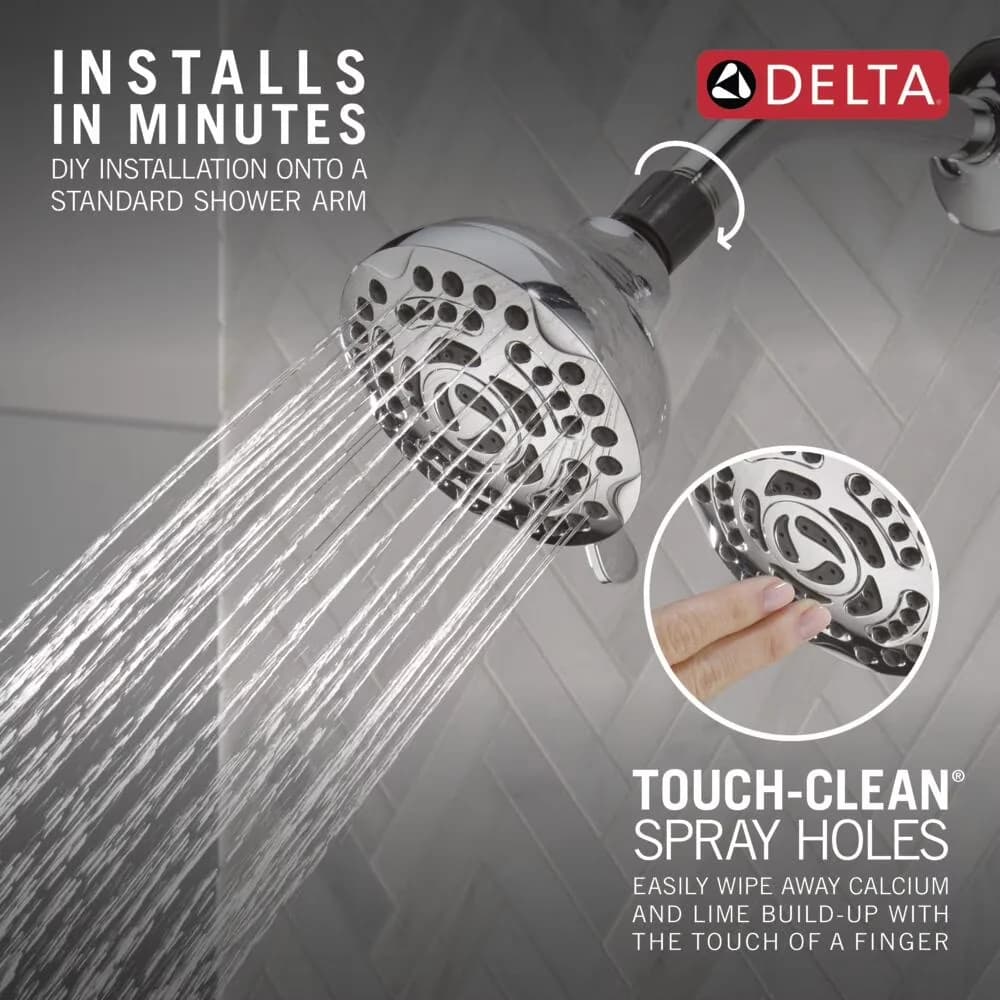 Modern Shower Head with Installs in minutes, 1.75 GPM - Abs - Plastic Silver Model 8E260D
