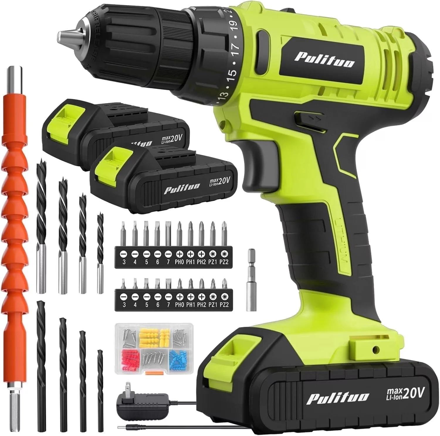 Essential Drills Driver with Battery, 20V, 20V Cordless Drill Kit - 7.5"L x 8.5"W x 3"H Model FDC96F