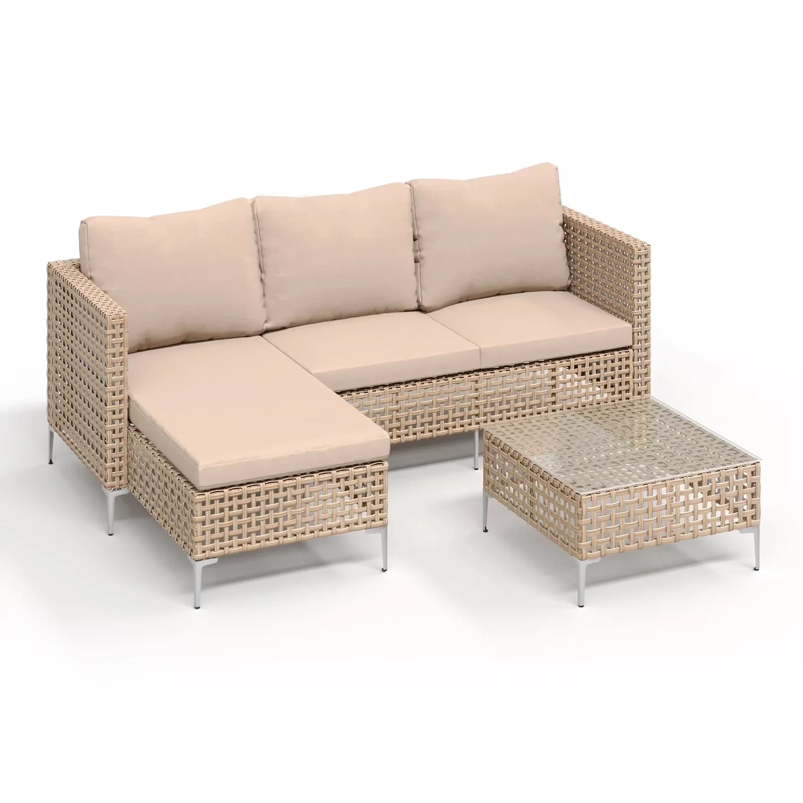 Patio Conversation Set Innovative with Weatherproof, Couch & Coffee Table, Outdoor Wicker - Metal,Rattan Yellow Model C96409