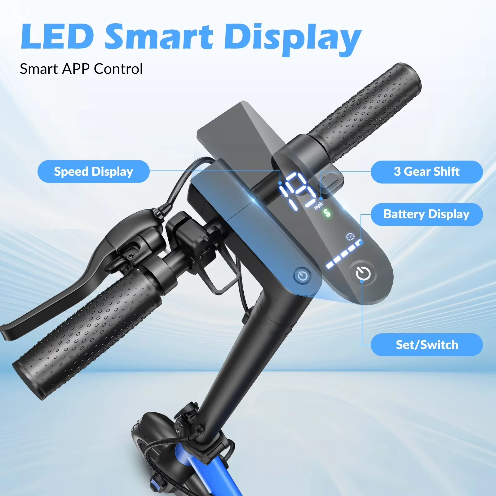 Versatile Scooter with 350W, Portable, Electric - Aluminum Blue - Durable Build Model 9ADD75