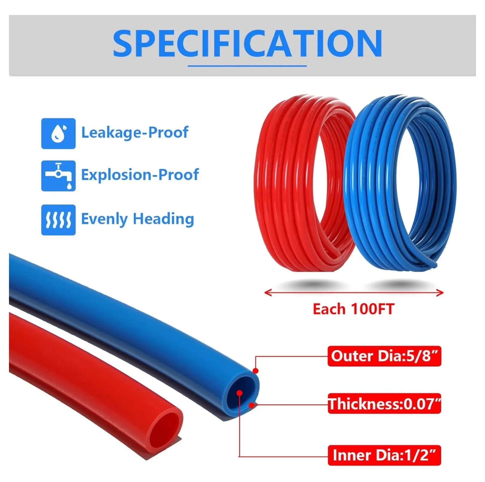 Classic Plumbing with Durable, Easy Installation, Fittings & Cinch Clamps - Pex-B Blue Model 6E0B77