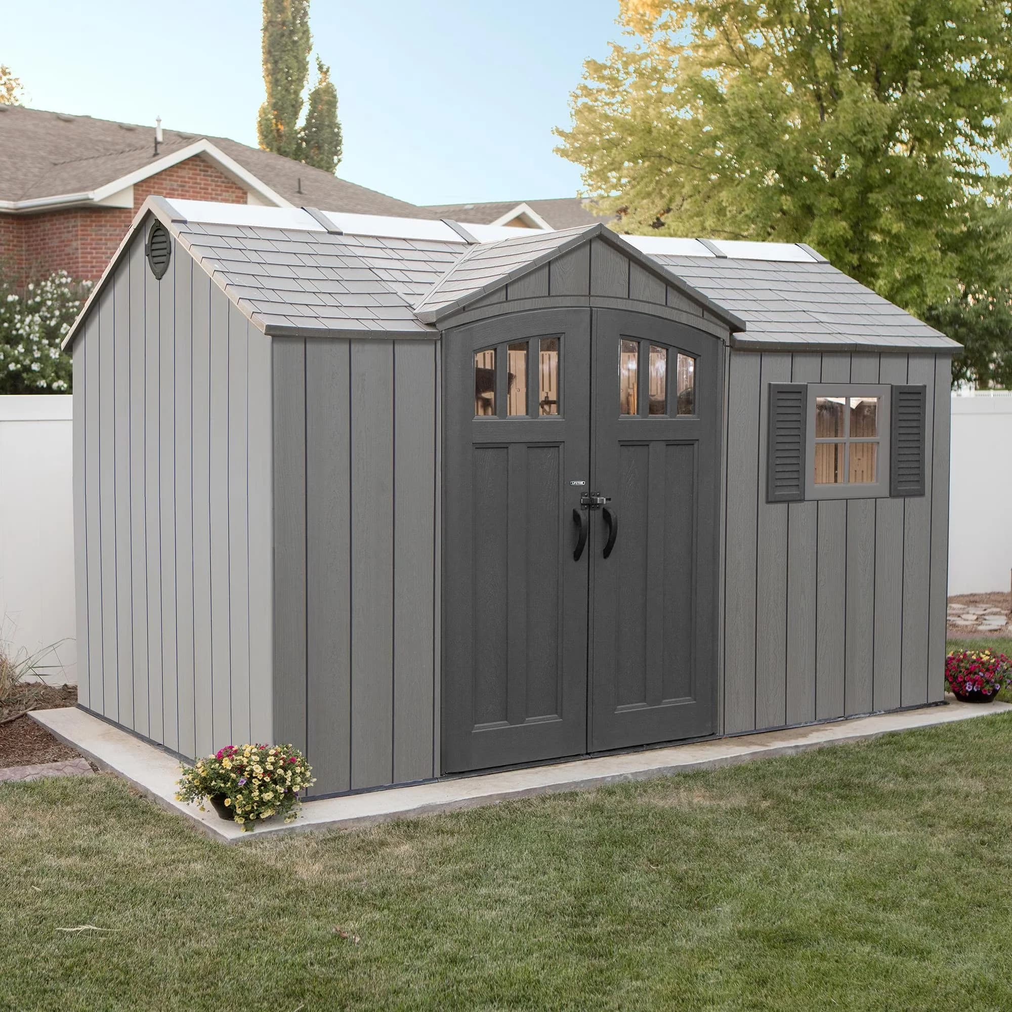 Innovative Shed with Lockable Door, Impact-Resistant, Uv Resistant - Gray High-Density Polyethylene (Hdpe) Model C188F4