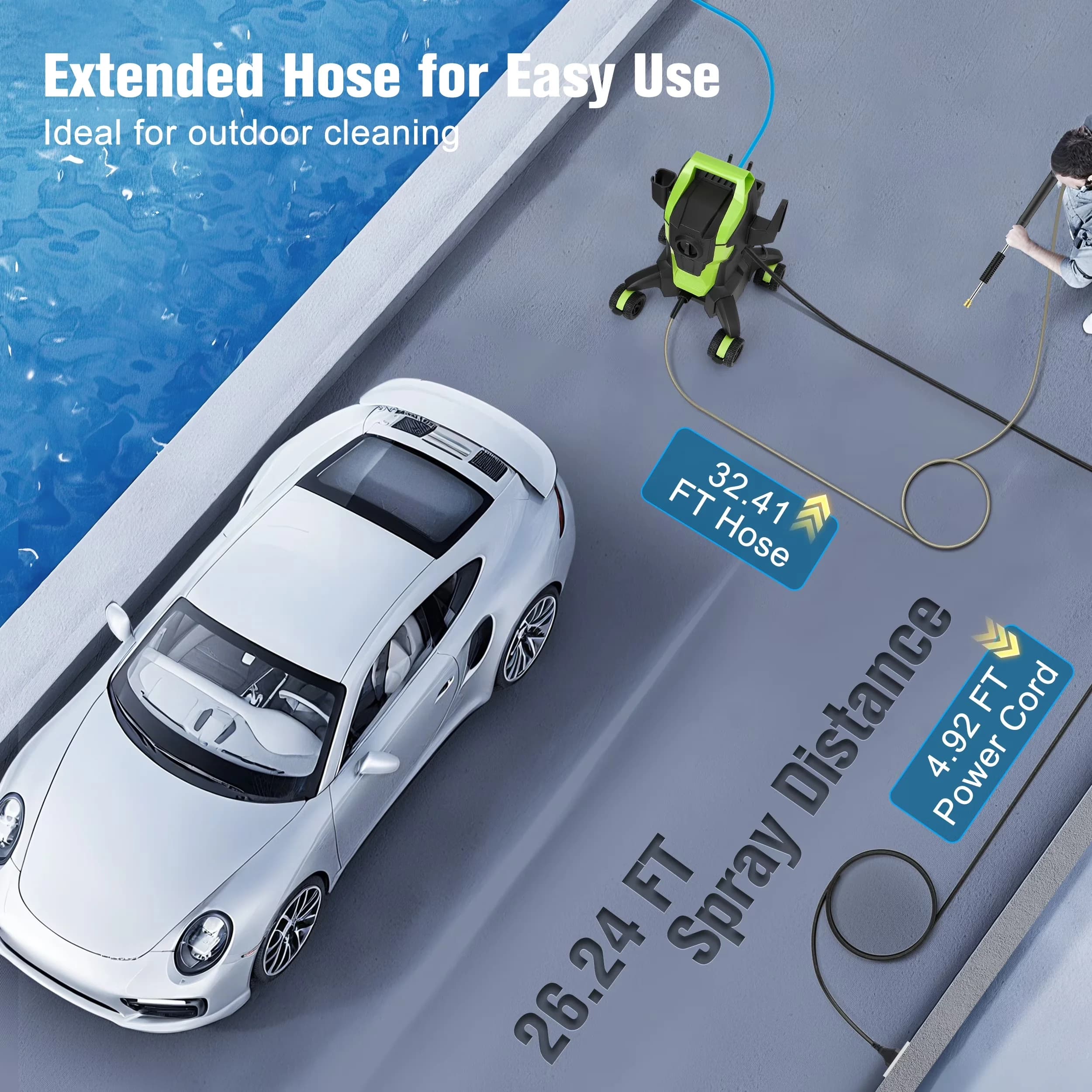 Pressure Washer Premium with 3000W, Quick Connect Tips, 4000 PSI Electric for Patio - Model 9B7A65
