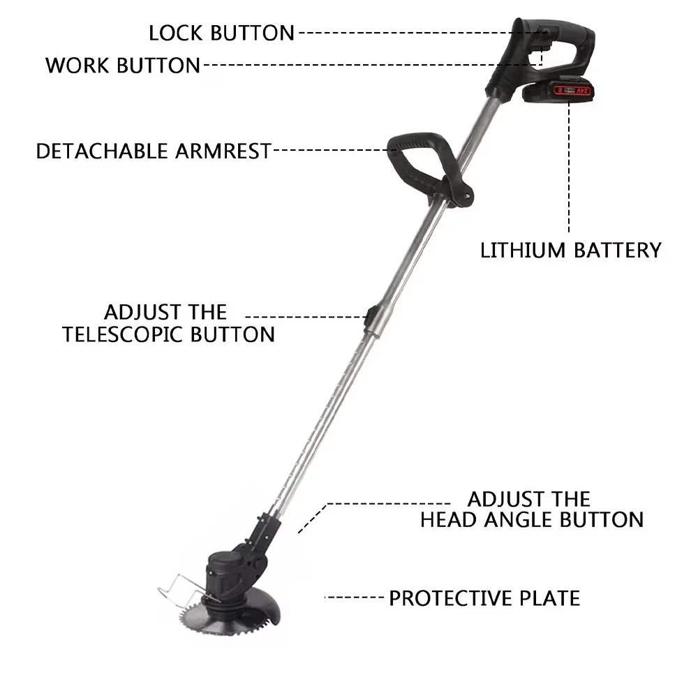 String Trimmer Modern with Battery, 24V, Portable Electric Grass - Black Model F39E1F