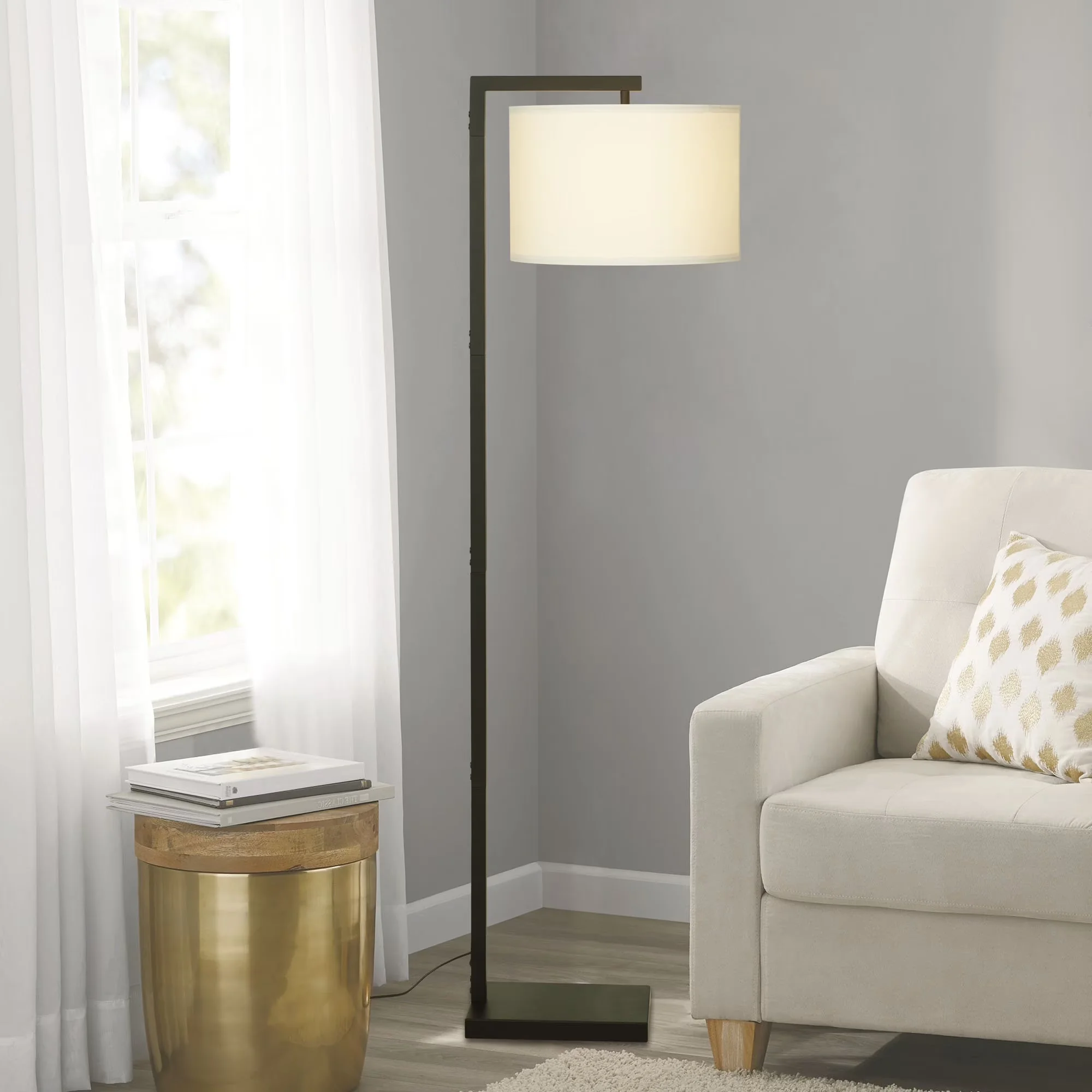 Compact Floor Lamp with LED, Energy Efficient, Contemporary Metal 62in - Metal Black Model 087E6D