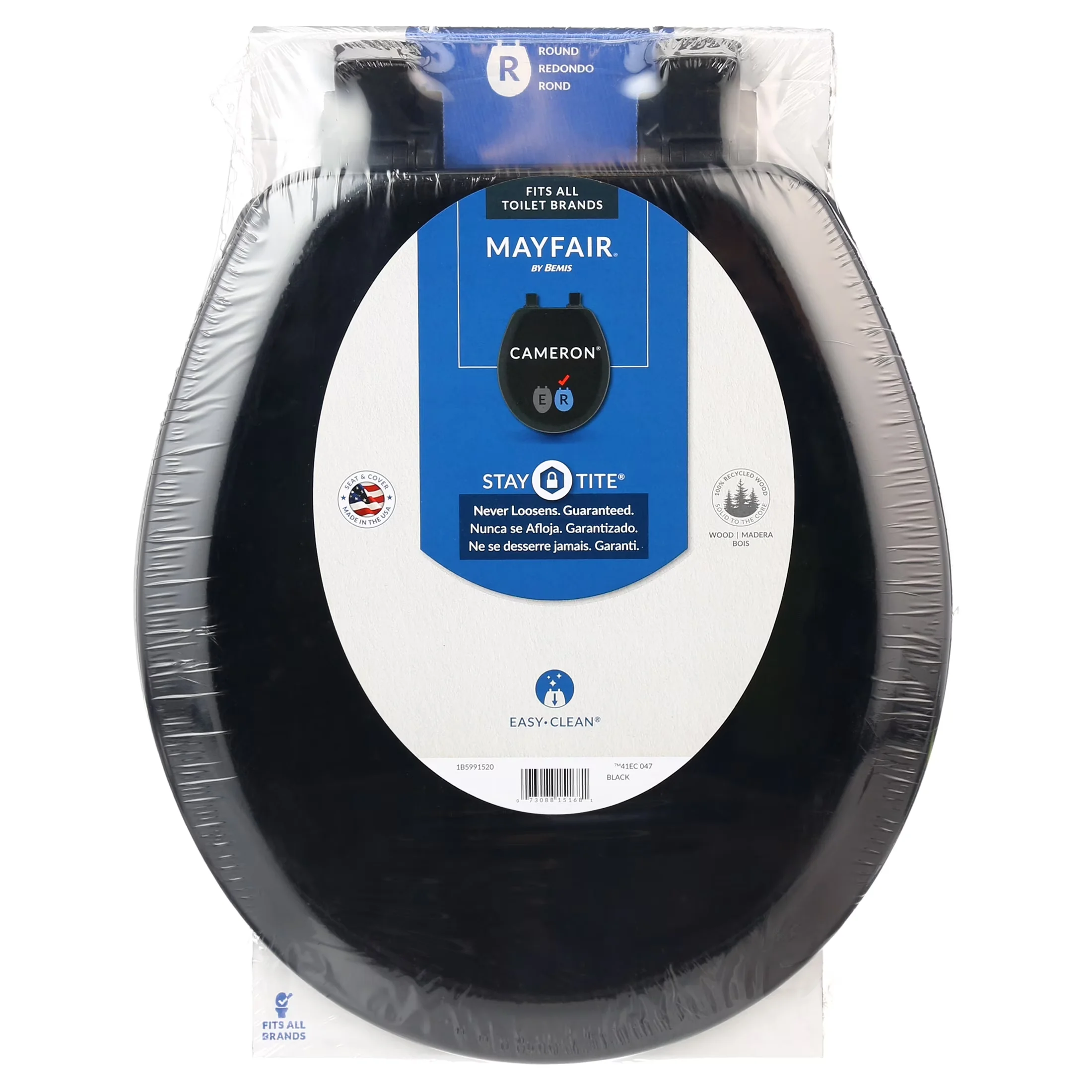 Efficient Toilet Seats And Lid with Seat Secure - Black Enameled Wood Cameron Model 2FD34B