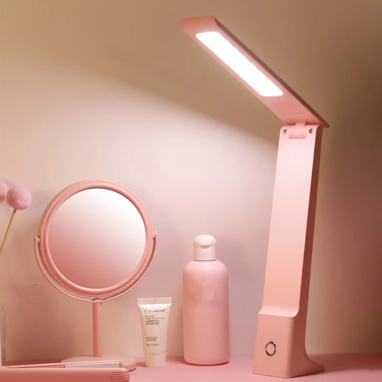 Durable Desk Lamp with LED, Battery, Dimmable - Abs Pink Rechargeable for Home and Office Model 769EC6