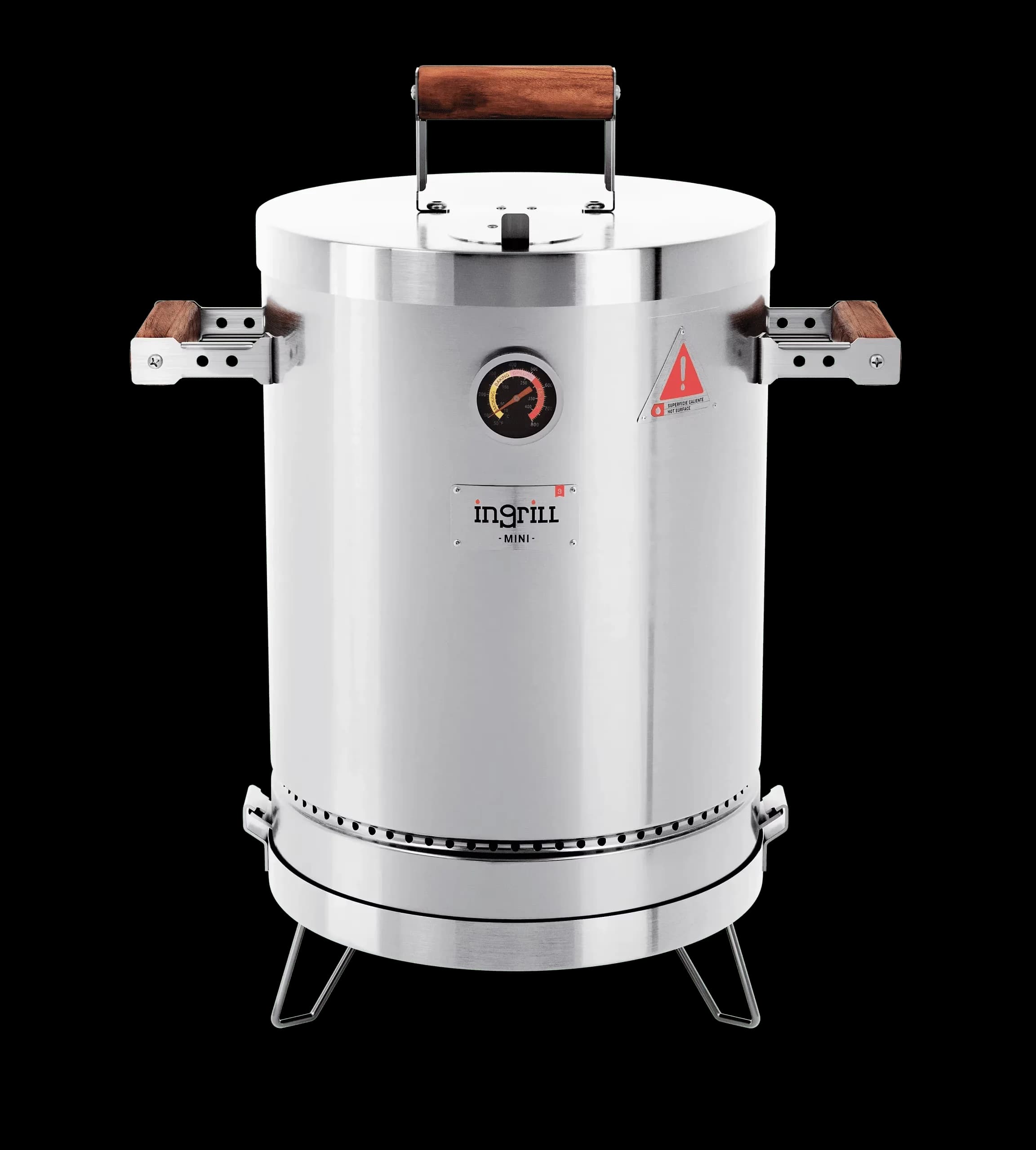 Classic Smoker with Adjustable Air Vents, Basic Mini Charcoal Grill 3-in-1, Portable Stainless Steel BBQ Barrel - Stainless Steel... Model 2A8843