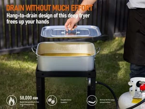Outdoor Fryer Sleek with 58000 BTU, Baskets and Lid Bestseling - Aluminum Model 5C2371