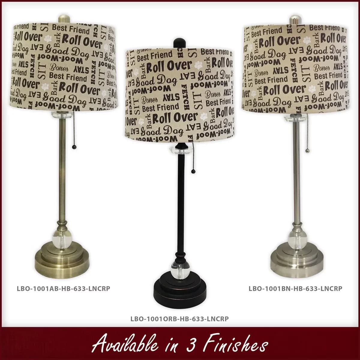 Professional Lamp Set with LED, Easy to use ON/OFF pull-chain socket, of 2 - Nickel,Brass Multicolor Model E7890B