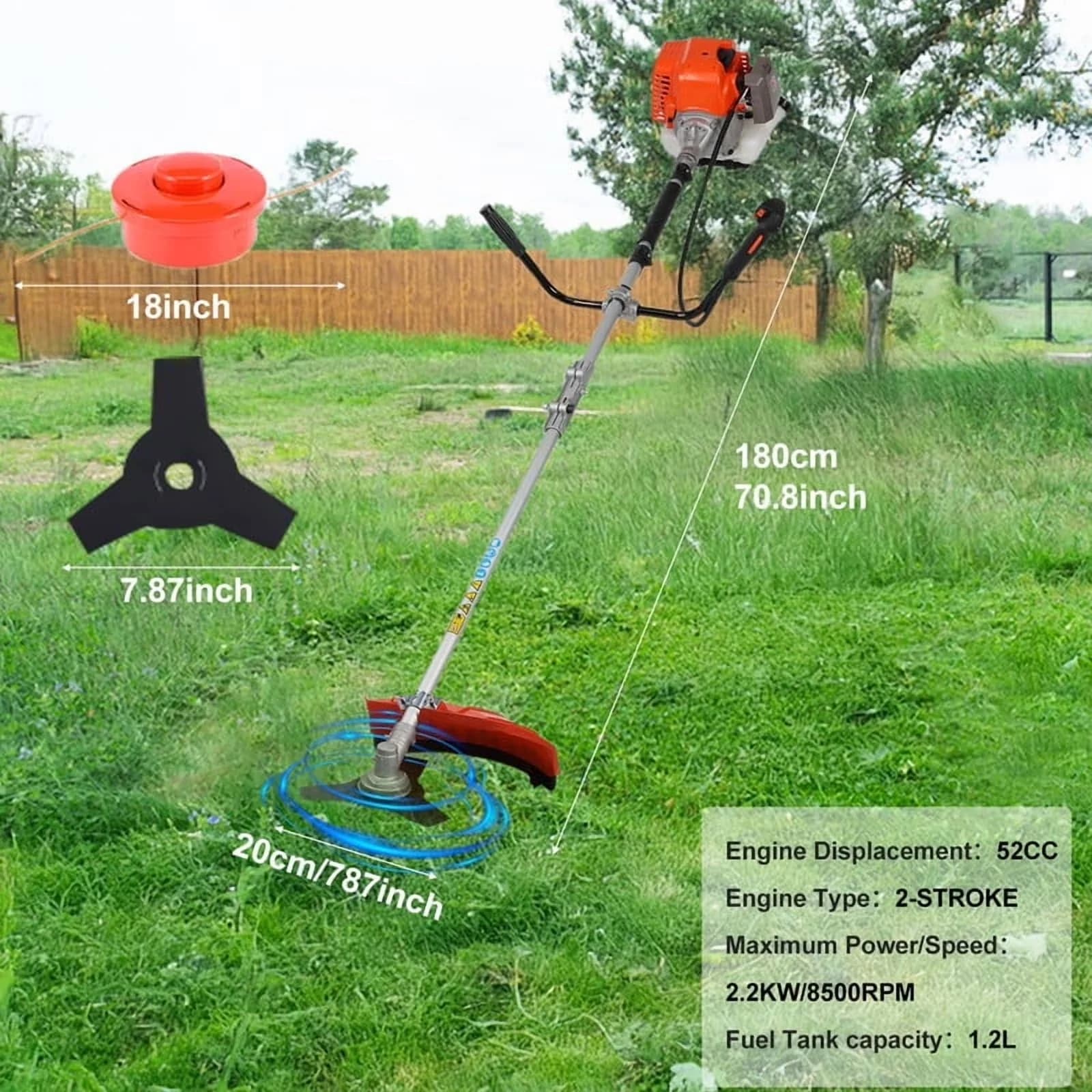 Essential String Trimmer with Bevel Adjustment, Attachment Capable - 2 In 1 (Orange) for Garden Model 08F1EC